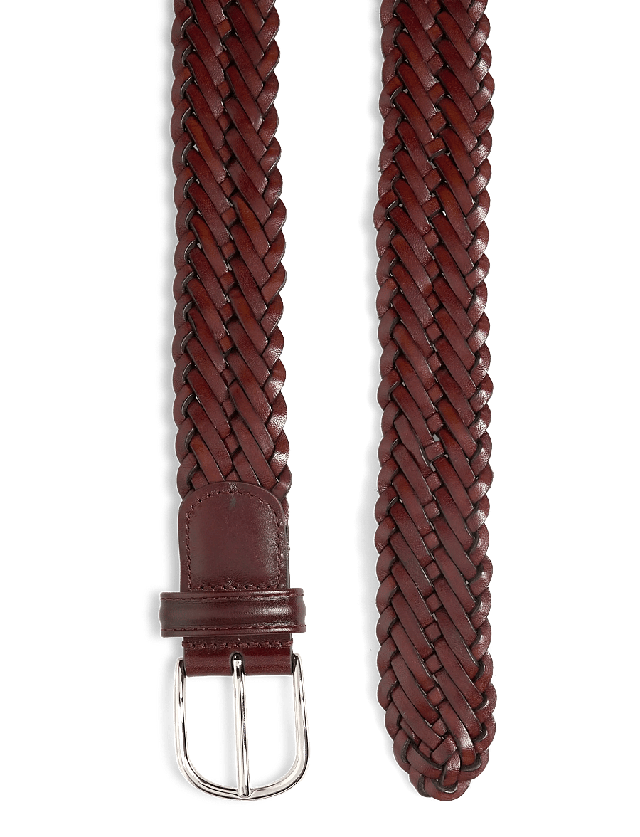 Anderson's - classic woven leather belt - braided belts - cognac - 1