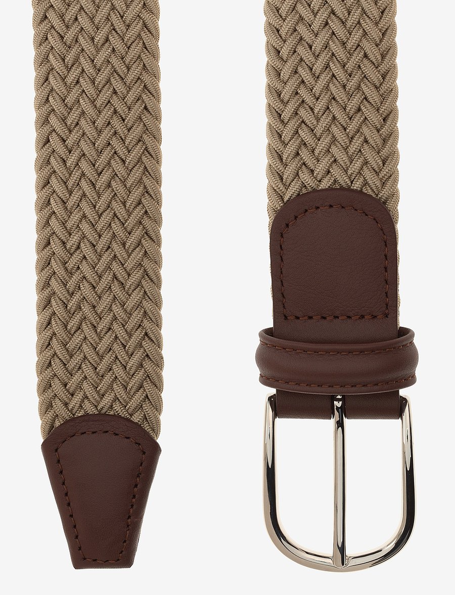 Anderson's - elastic woven viscose belt - flettede bælter - beige - 1