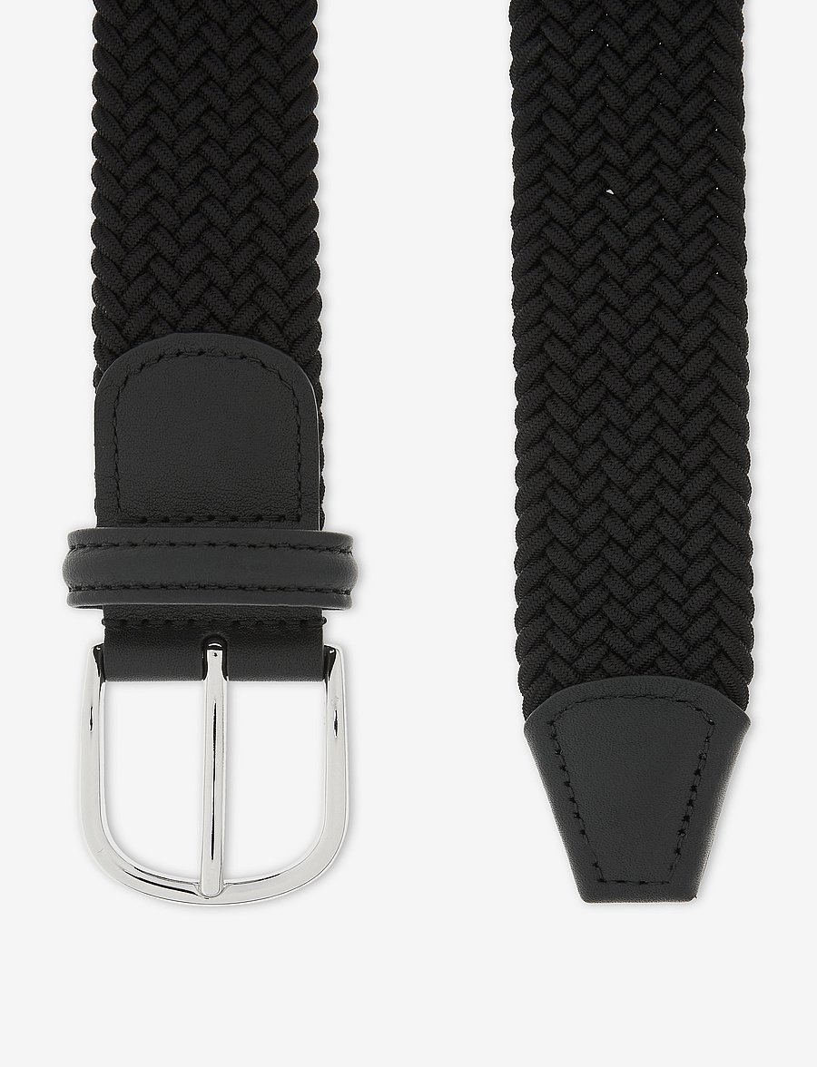 Anderson's - elastic woven viscose belt - braided belts - black - 1