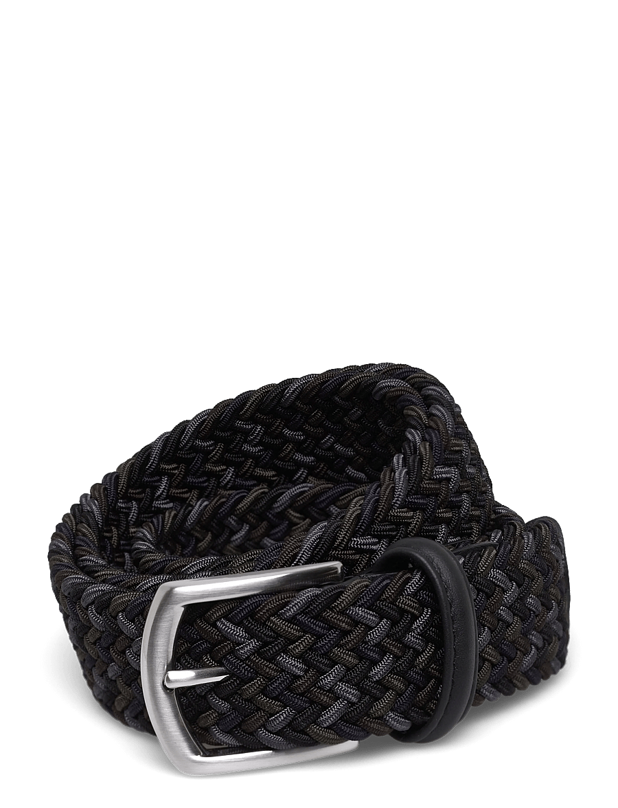 Anderson's - elastic woven viscose belt - flettede bælter - black - 0