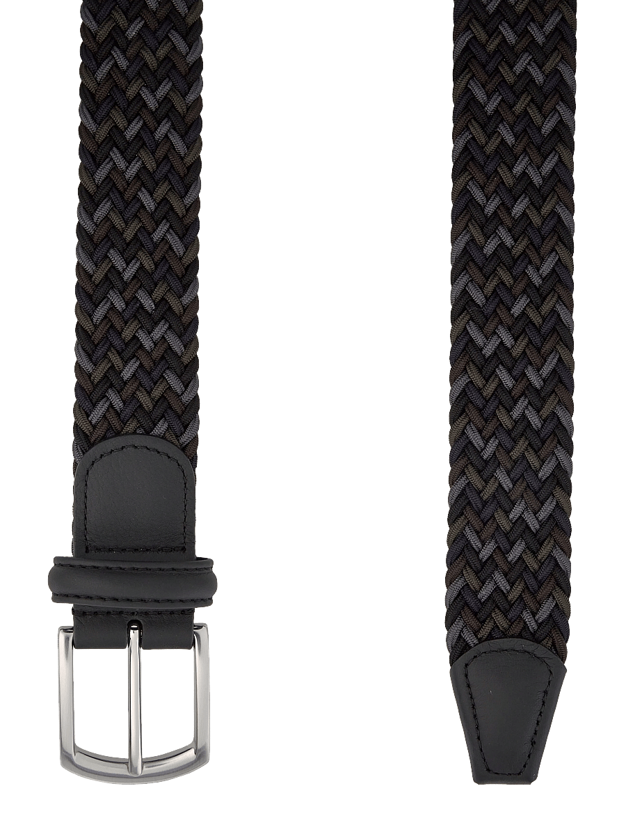 Anderson's - elastic woven viscose belt - flettede bælter - black - 1