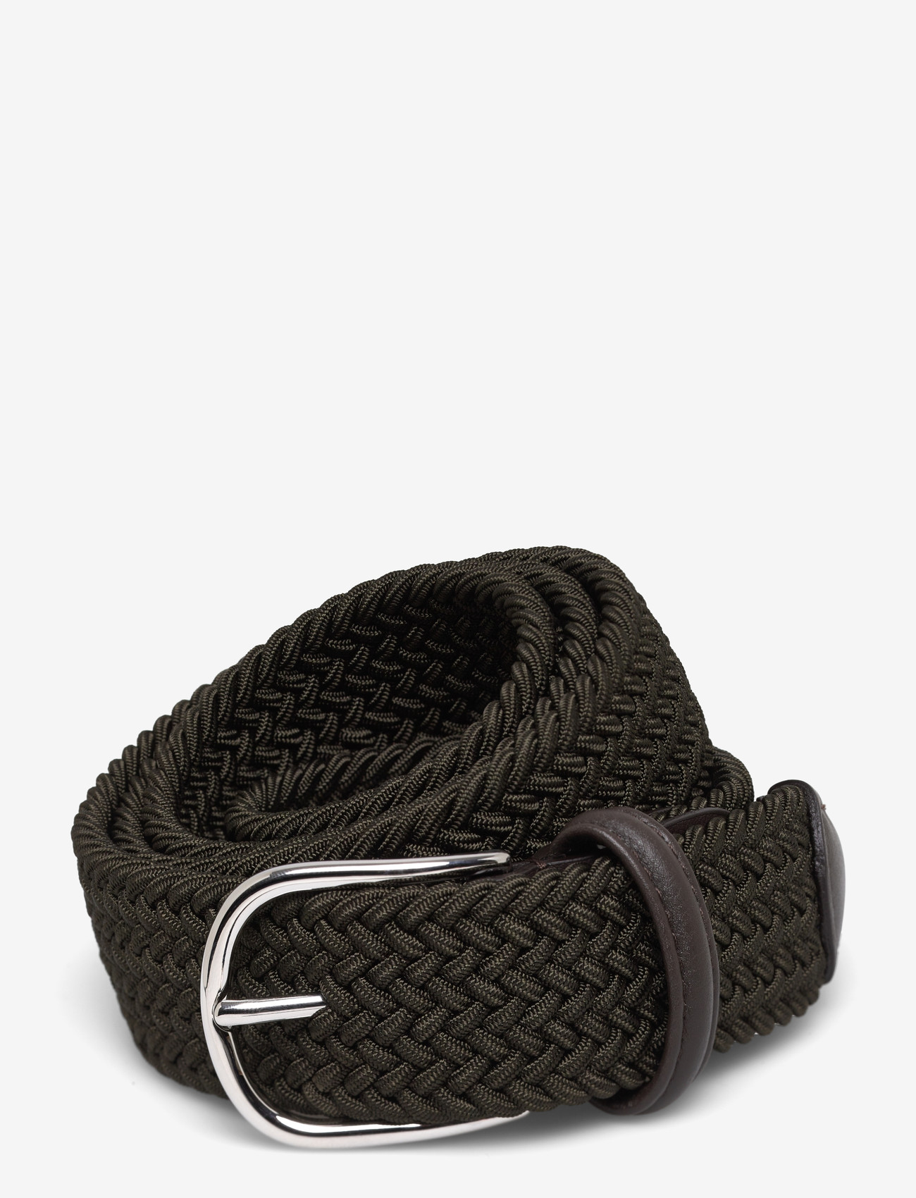 Anderson's - elastic woven viscose belt - flettede bælter - miltary green - 0
