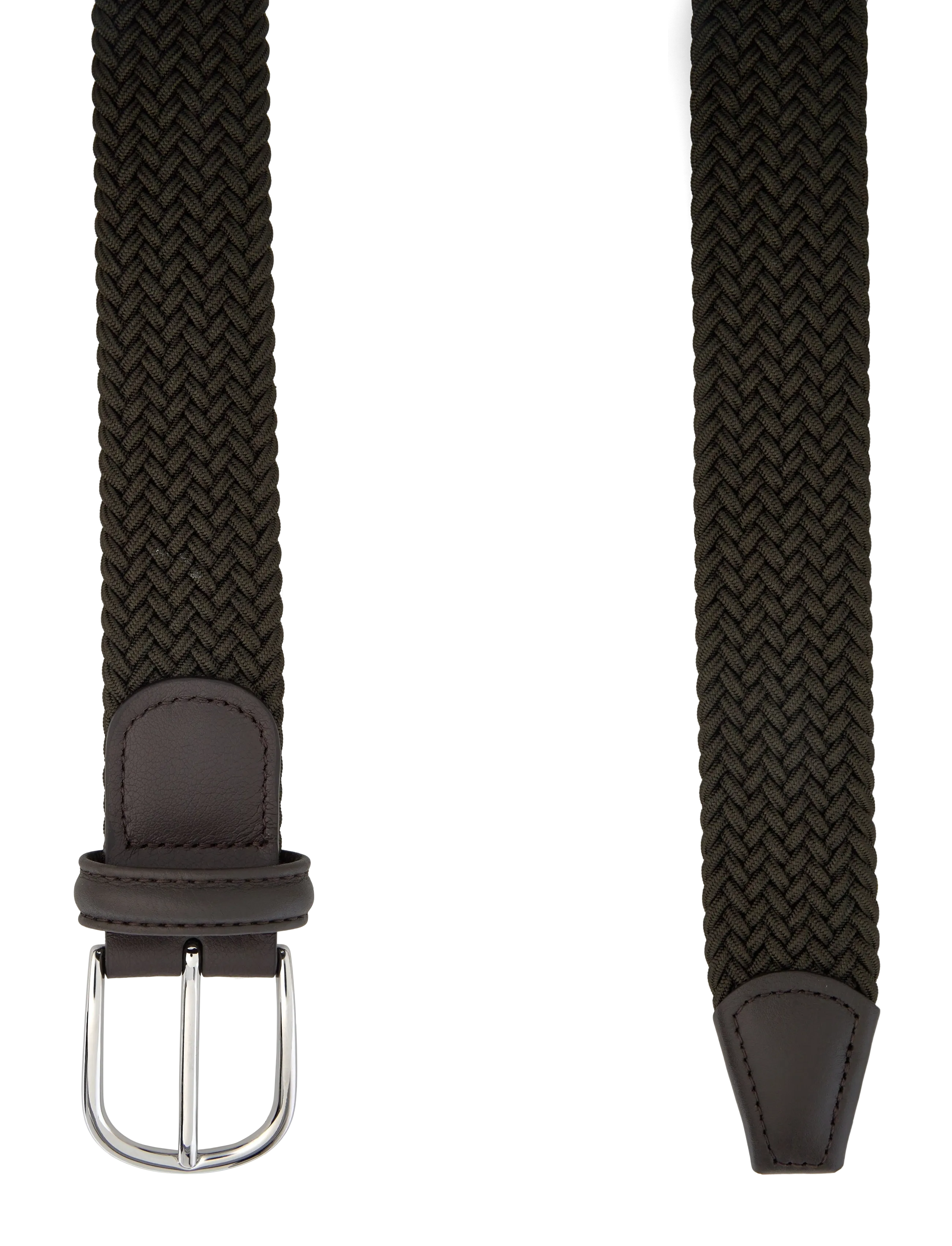 Anderson's - Elastic woven belt - Multi colour Dark brown - 3,5 - geflochten gürtel - miltary green - 1