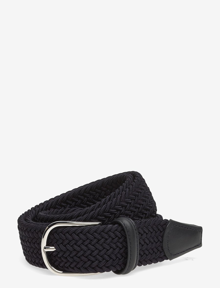 Anderson's - elastic woven viscose belt - flettede bælter - navy - 0