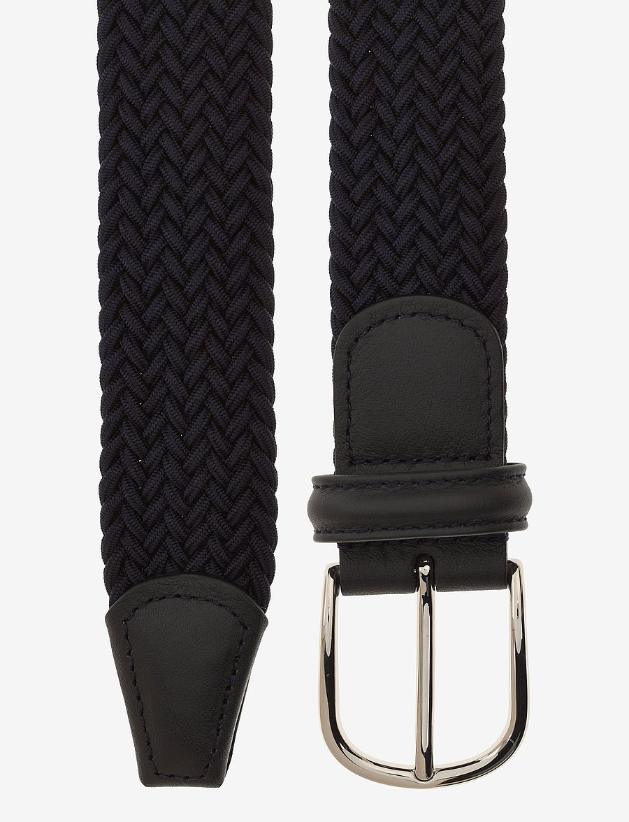 Anderson's - elastic woven viscose belt - flettede bælter - navy - 1