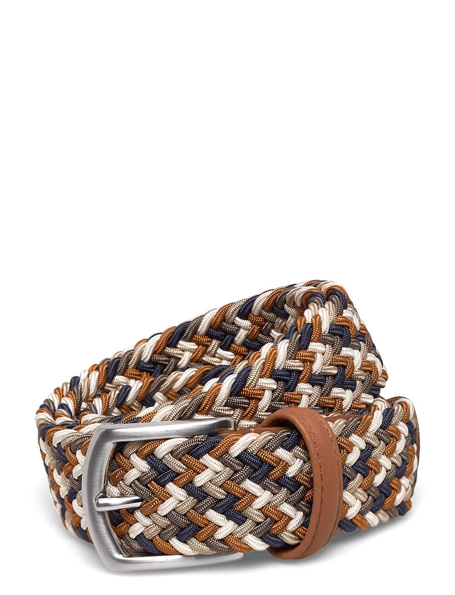 Anderson's - elastic woven viscose belt - braided belts - tan - 0