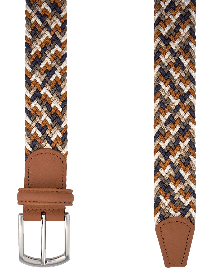 Anderson's - elastic woven viscose belt - braided belts - tan - 1