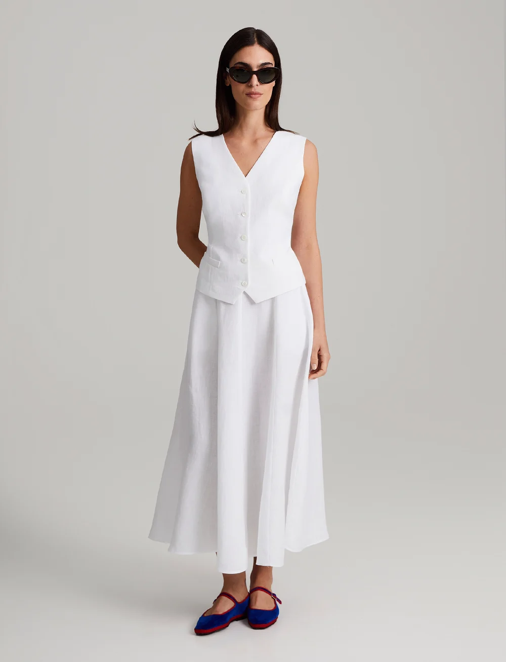 Andiata - Leea 85 - midi nederdele - brilliant white - 0