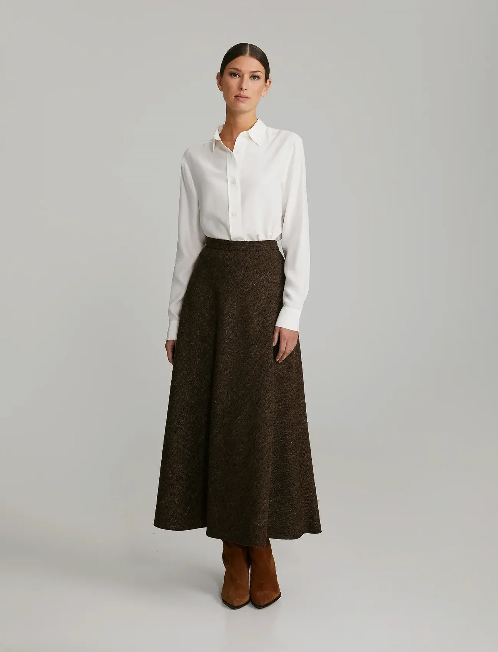 Andiata - Kity 90 V - maxi röcke - brown tweed - 3