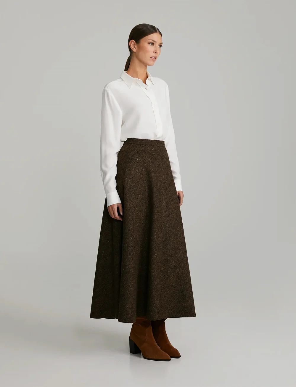 Andiata - Kity 90 V - maxi röcke - brown tweed - 4