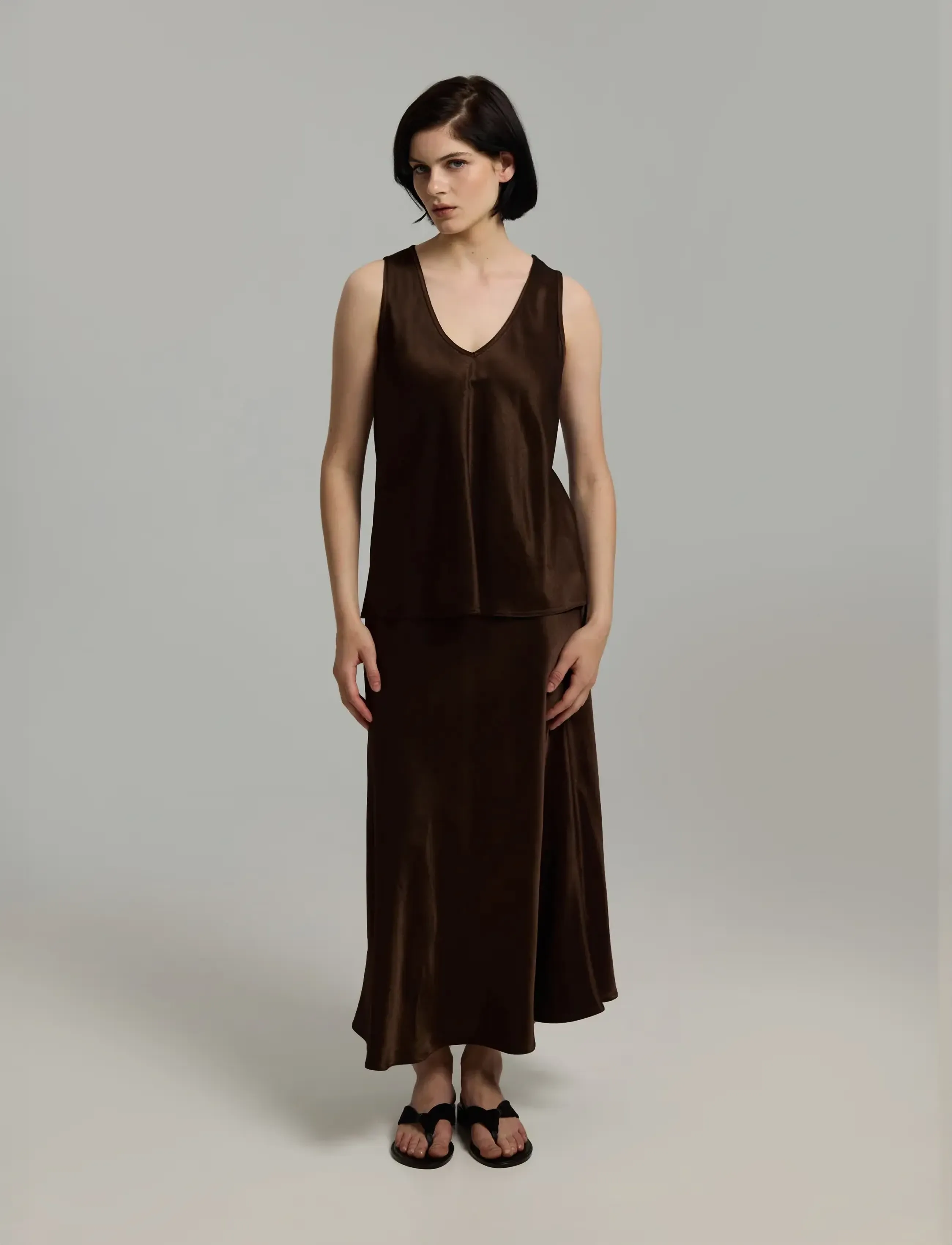 Andiata - Kath 90 - satin skirts - mocha - 0