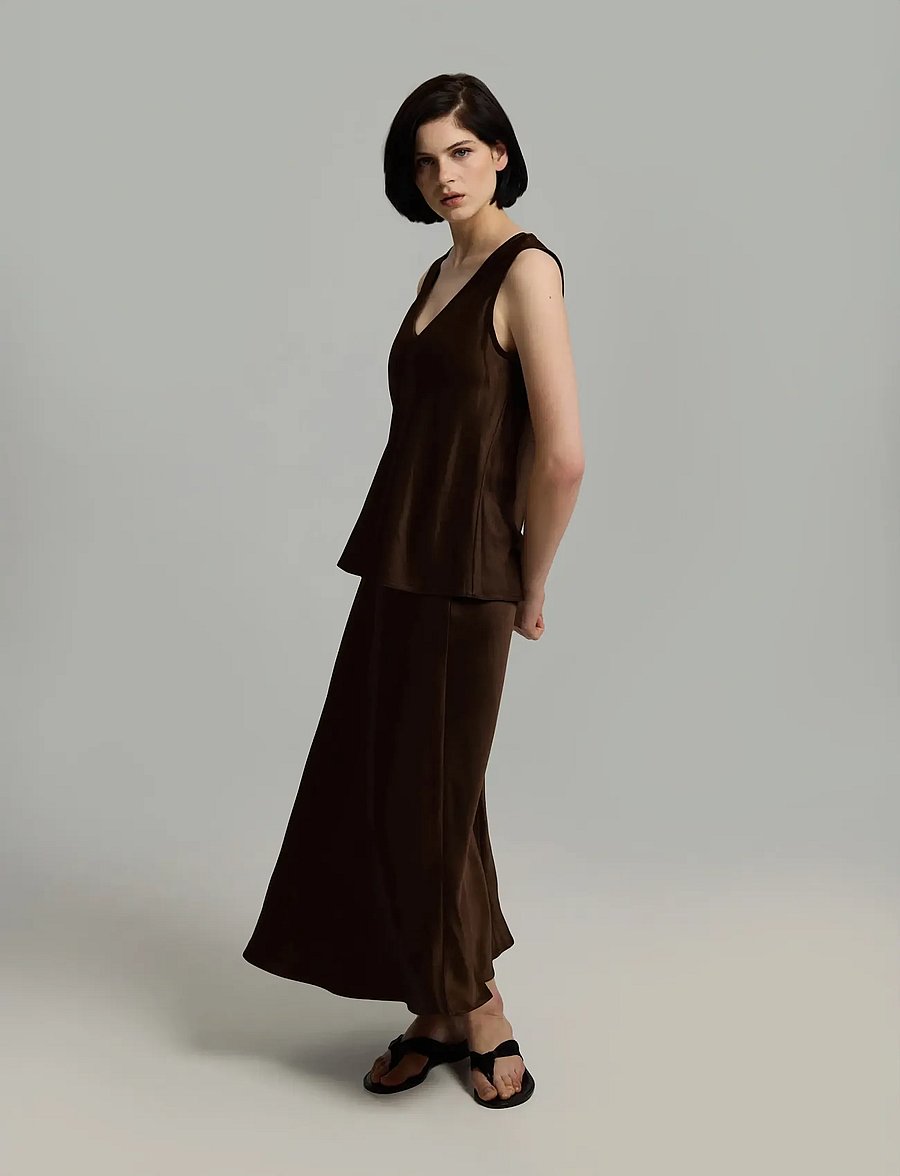 Andiata - Kath 90 - satin skirts - mocha - 3