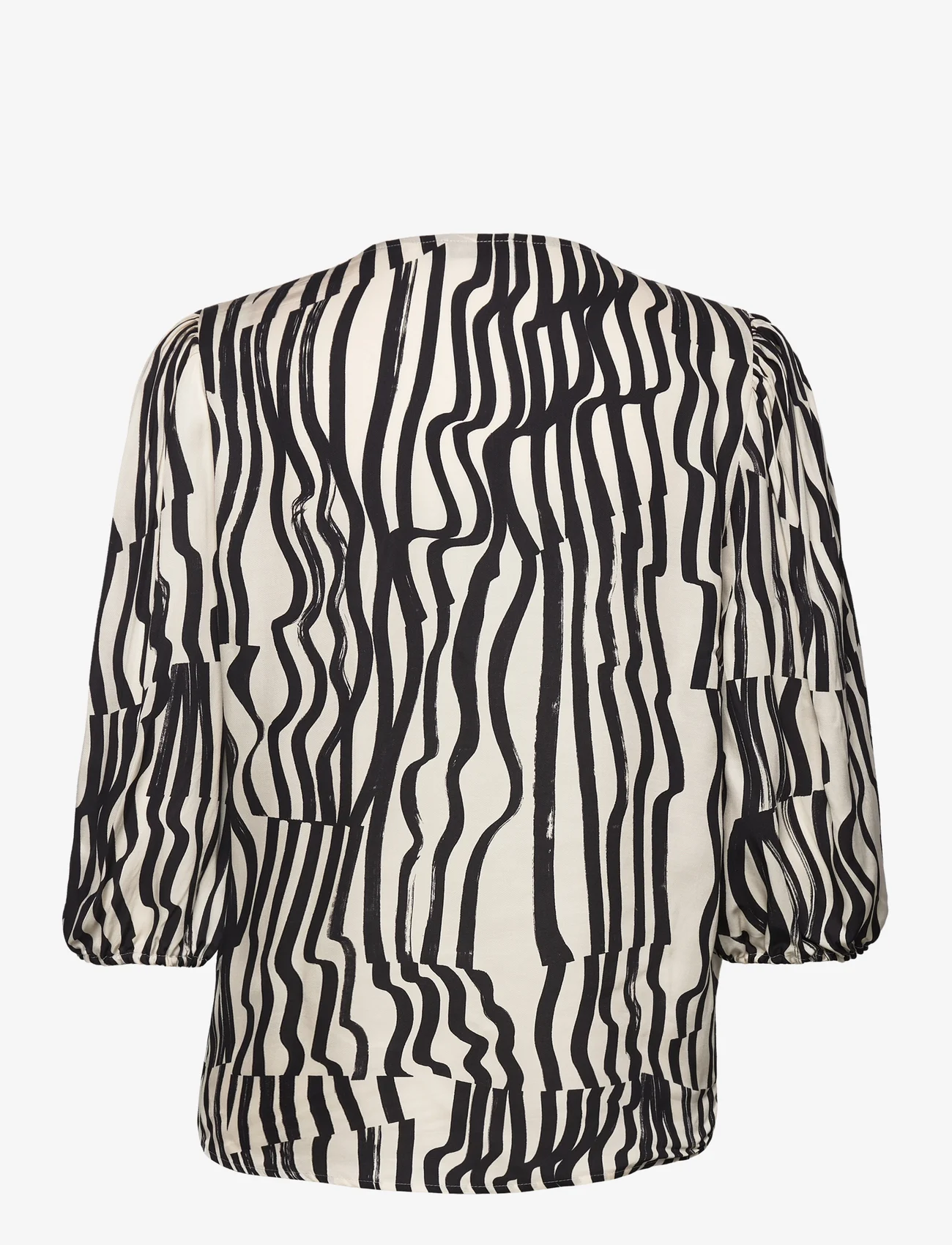 Andiata - Vilja Print Blouse - blouses korte mouwen - beige stripes - 1