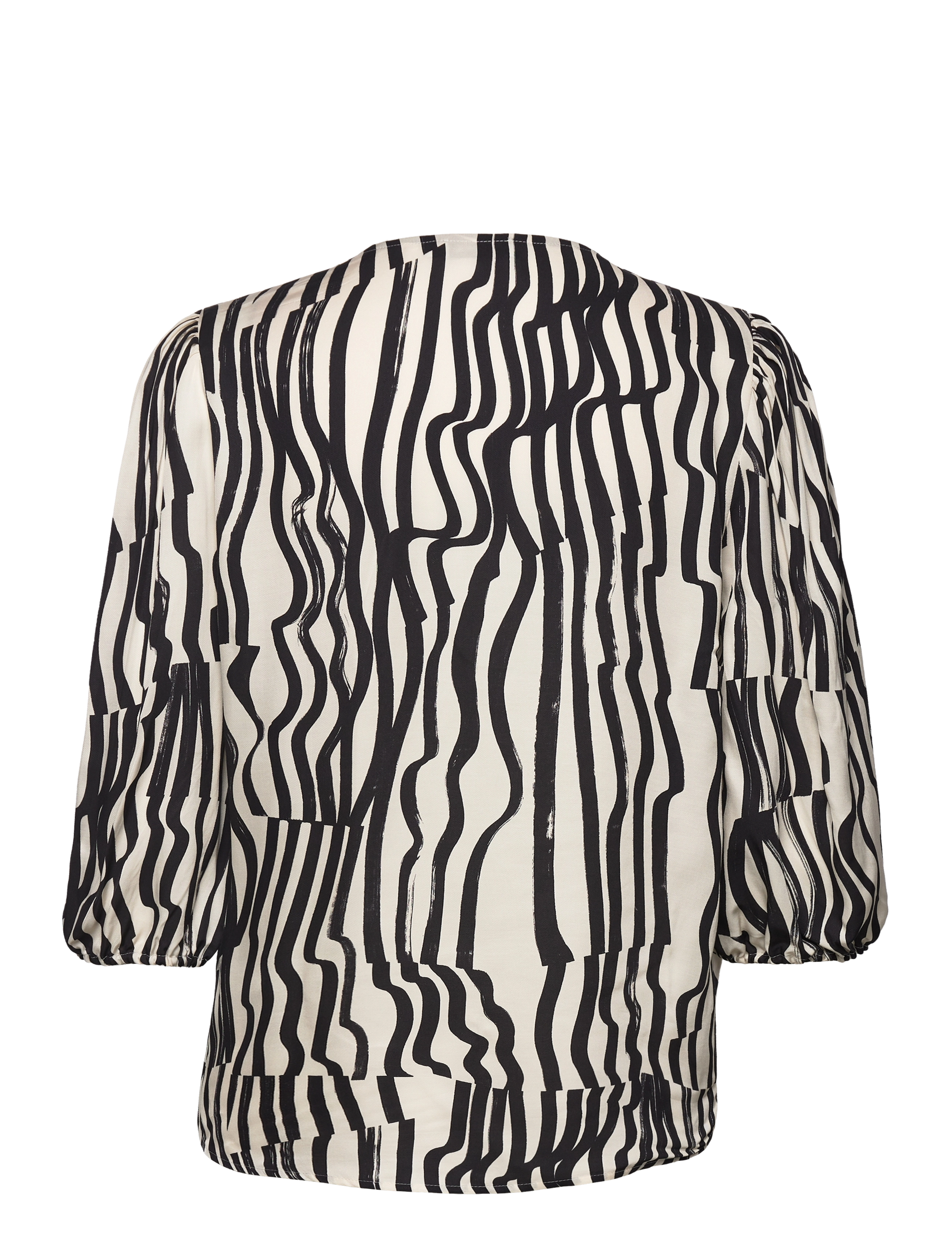 Andiata - Vilja Print Blouse - kortærmede bluser - beige stripes - 2