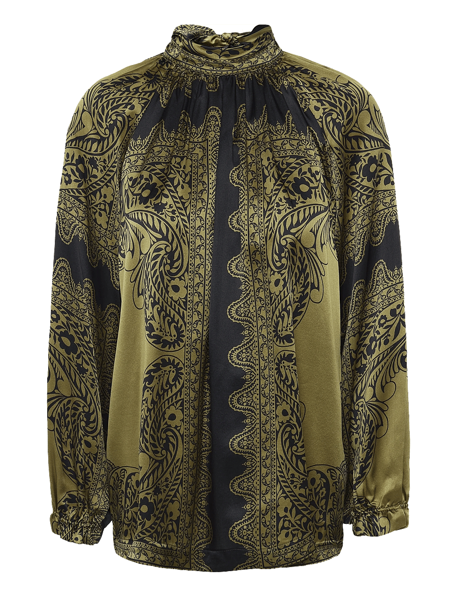 Andiata - Evelora blouse - långärmade blusar - black filigree - 0