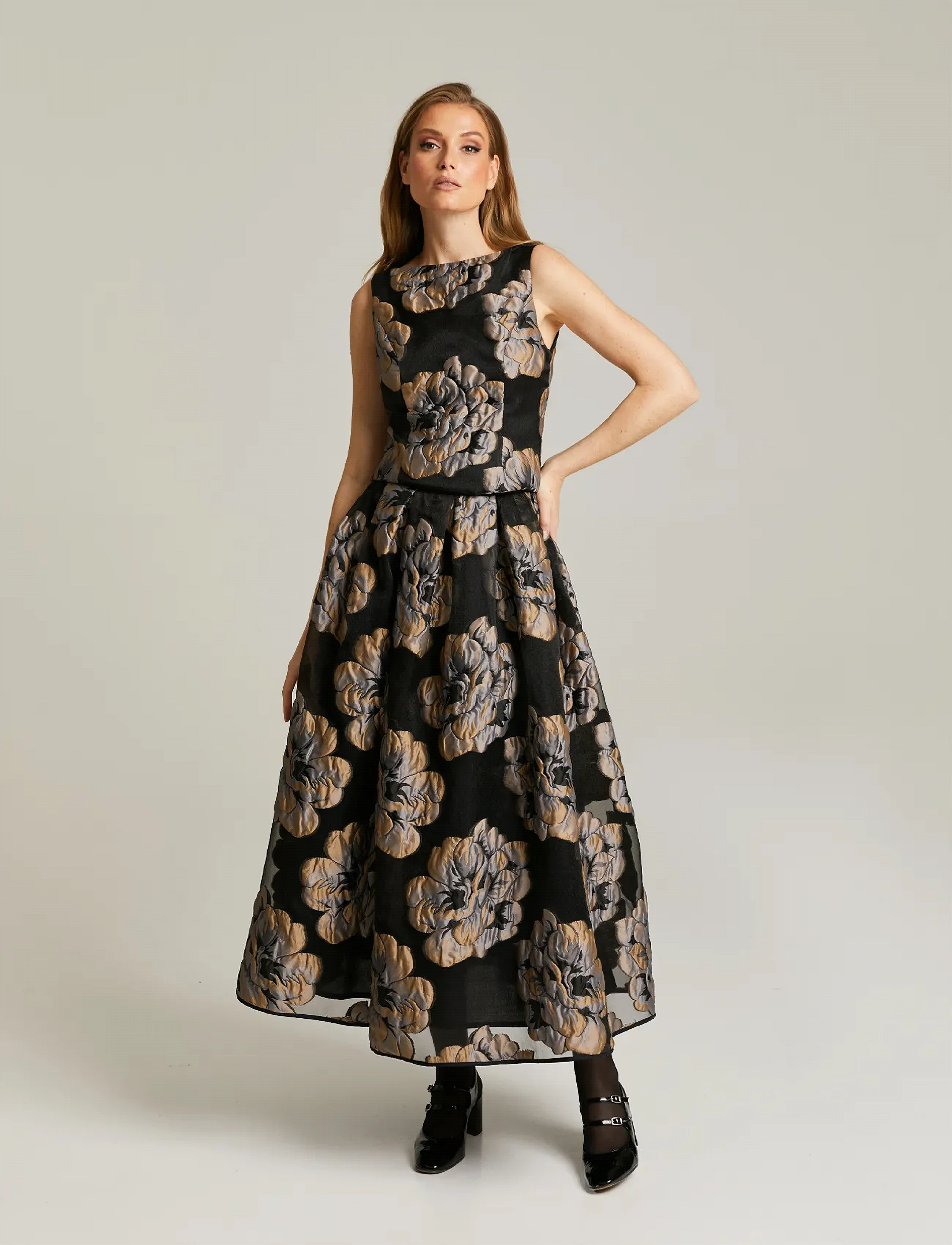 Andiata Armanda, Kvinder, Blomstret Jacquard Bustier Top, Sort, Str: 40