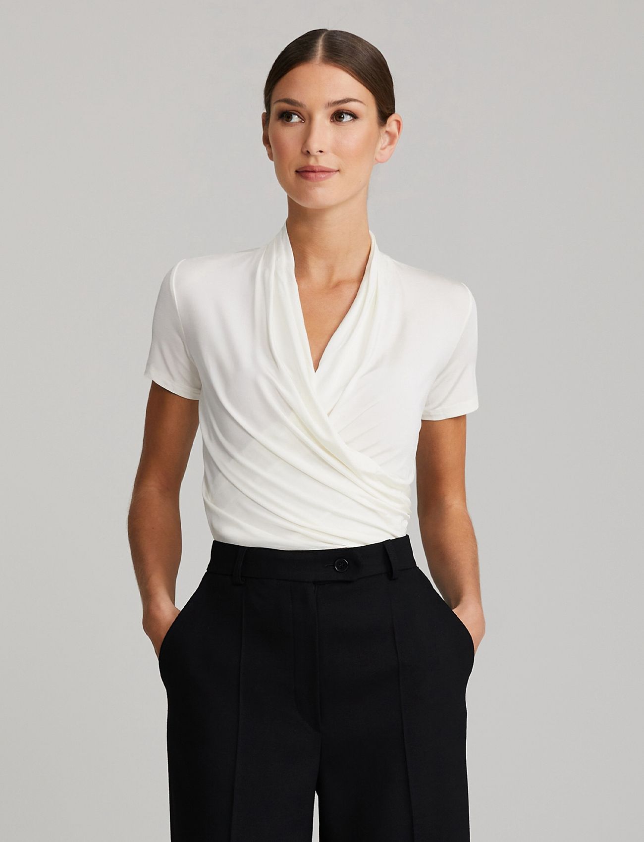 Andiata - Fifi 2 Top - short-sleeved blouses - chalk white - 0