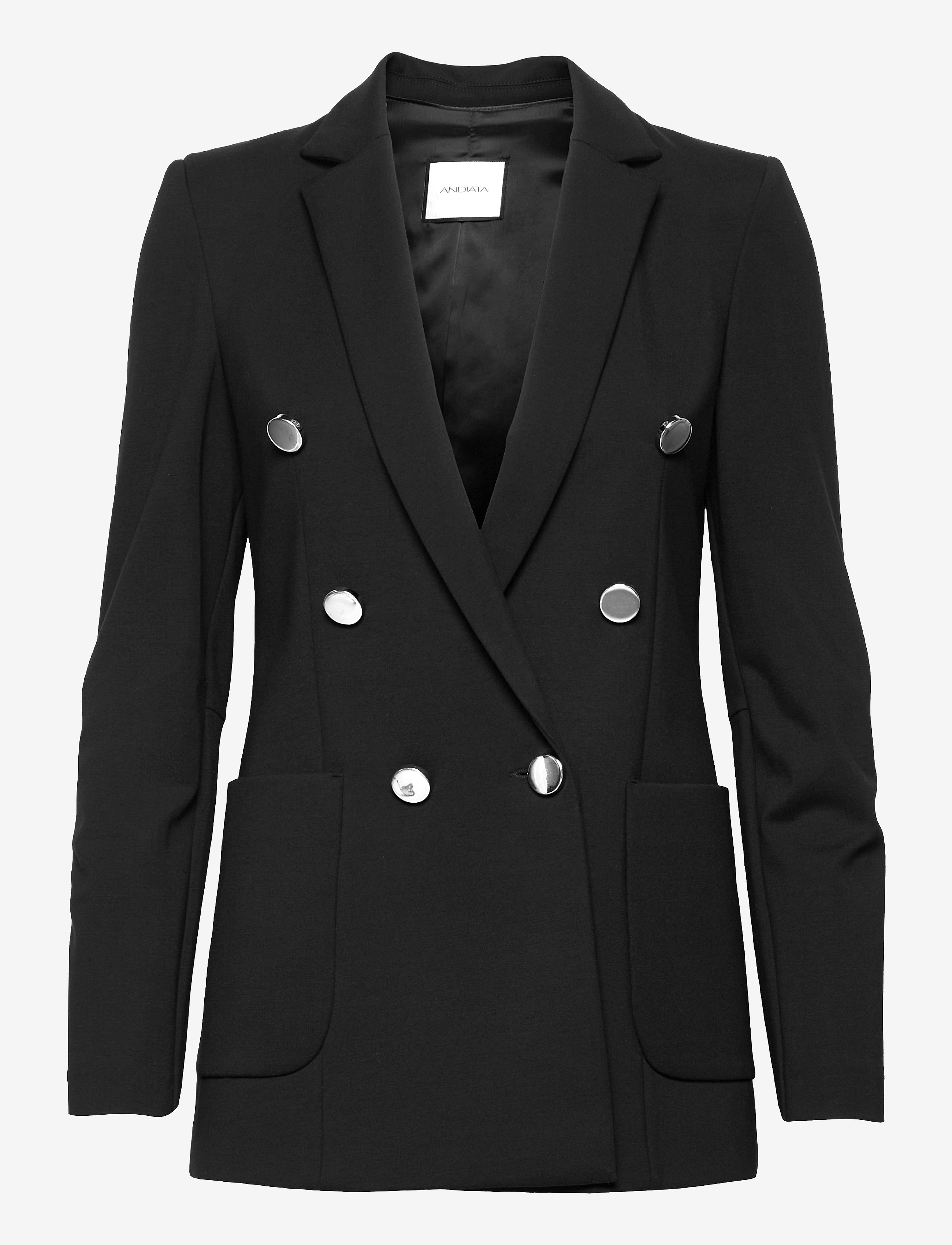 Andiata - Jenner Jersey Blazer - kahes joones nööpidega bleiserid - black - 1