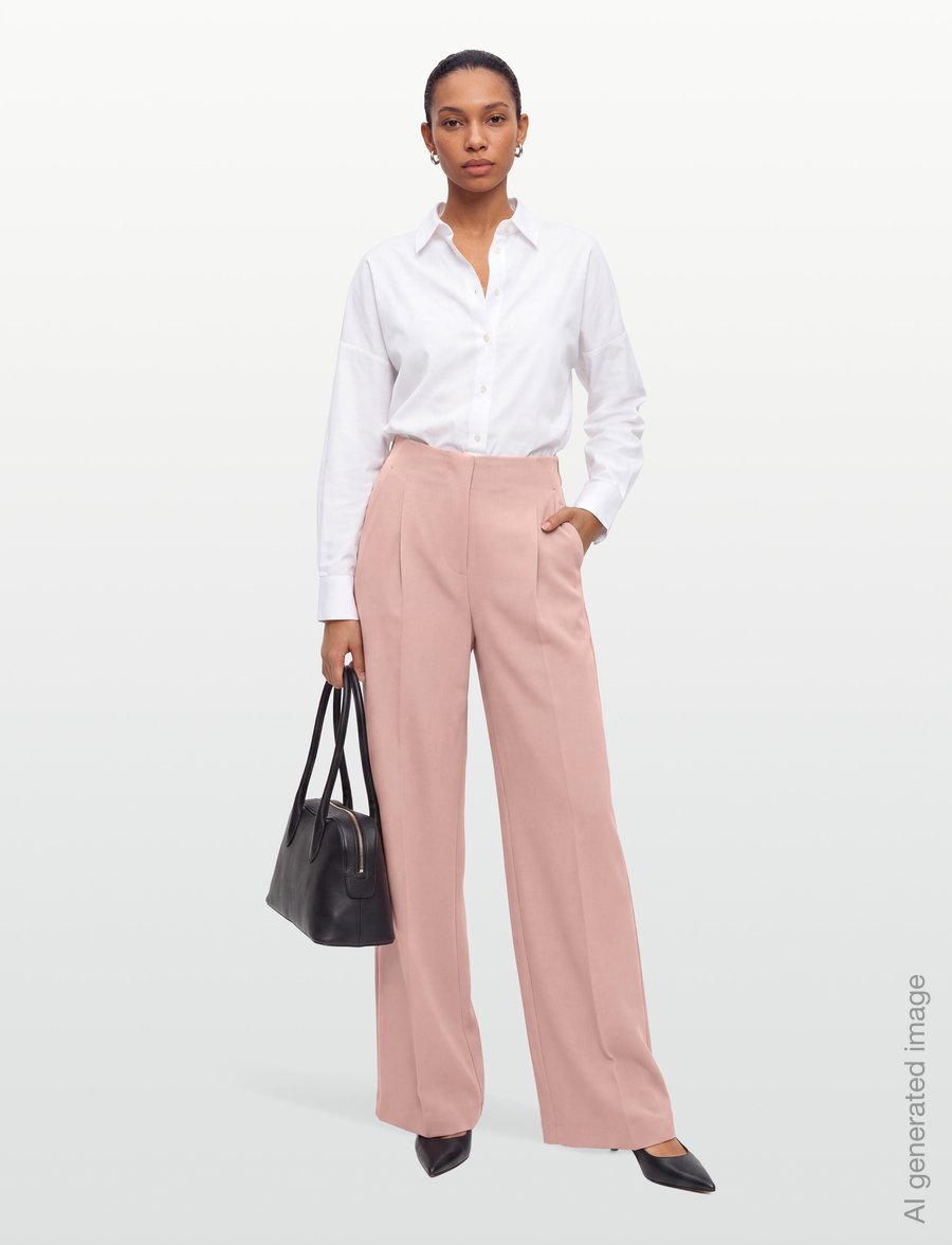 Andiata - Kamille 3 trousers - bikses ar platām starām - hazy pink - 0