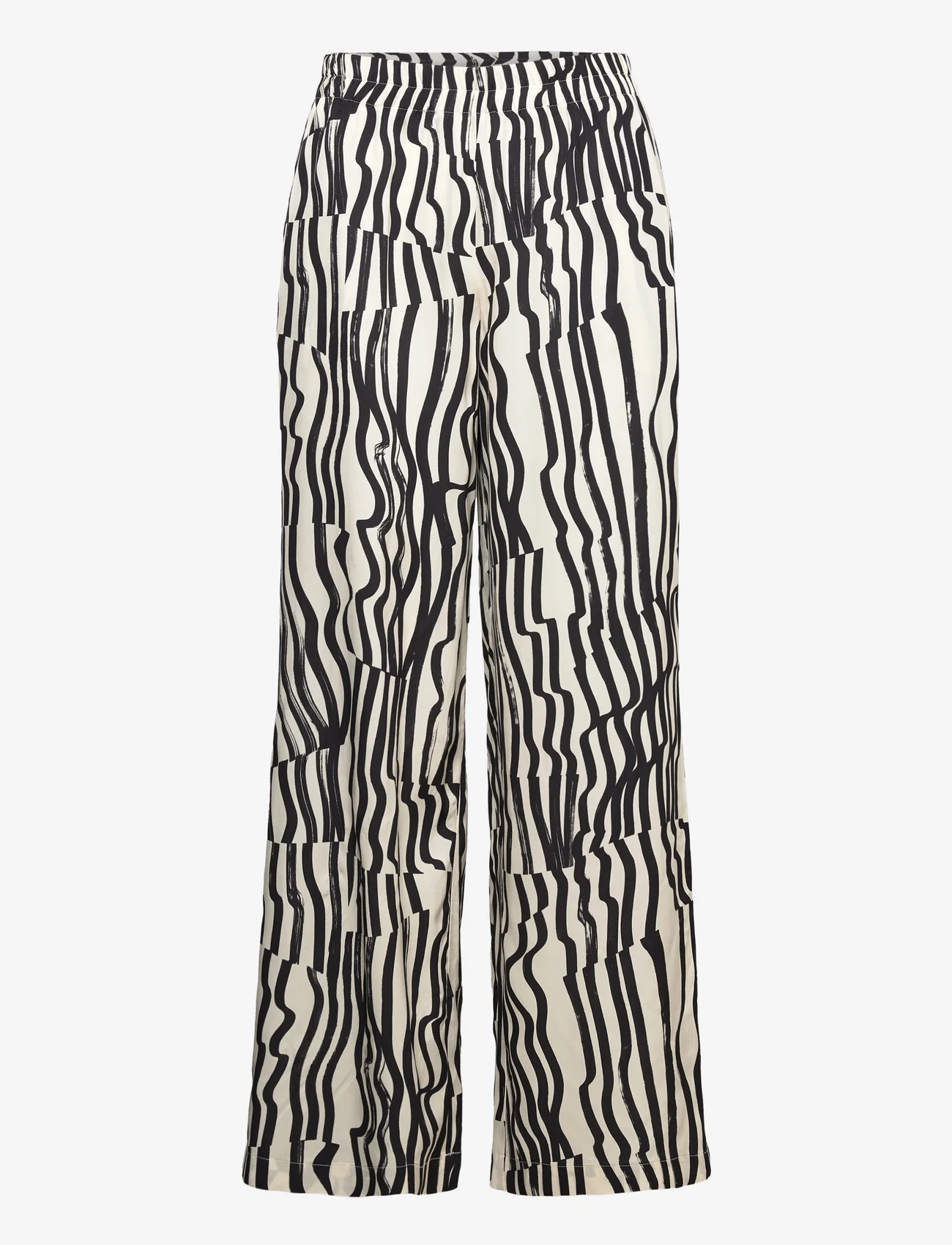 Andiata - Rochelle Print Trousers - juhlamuotia outlet-hintaan - beige stripes - 0