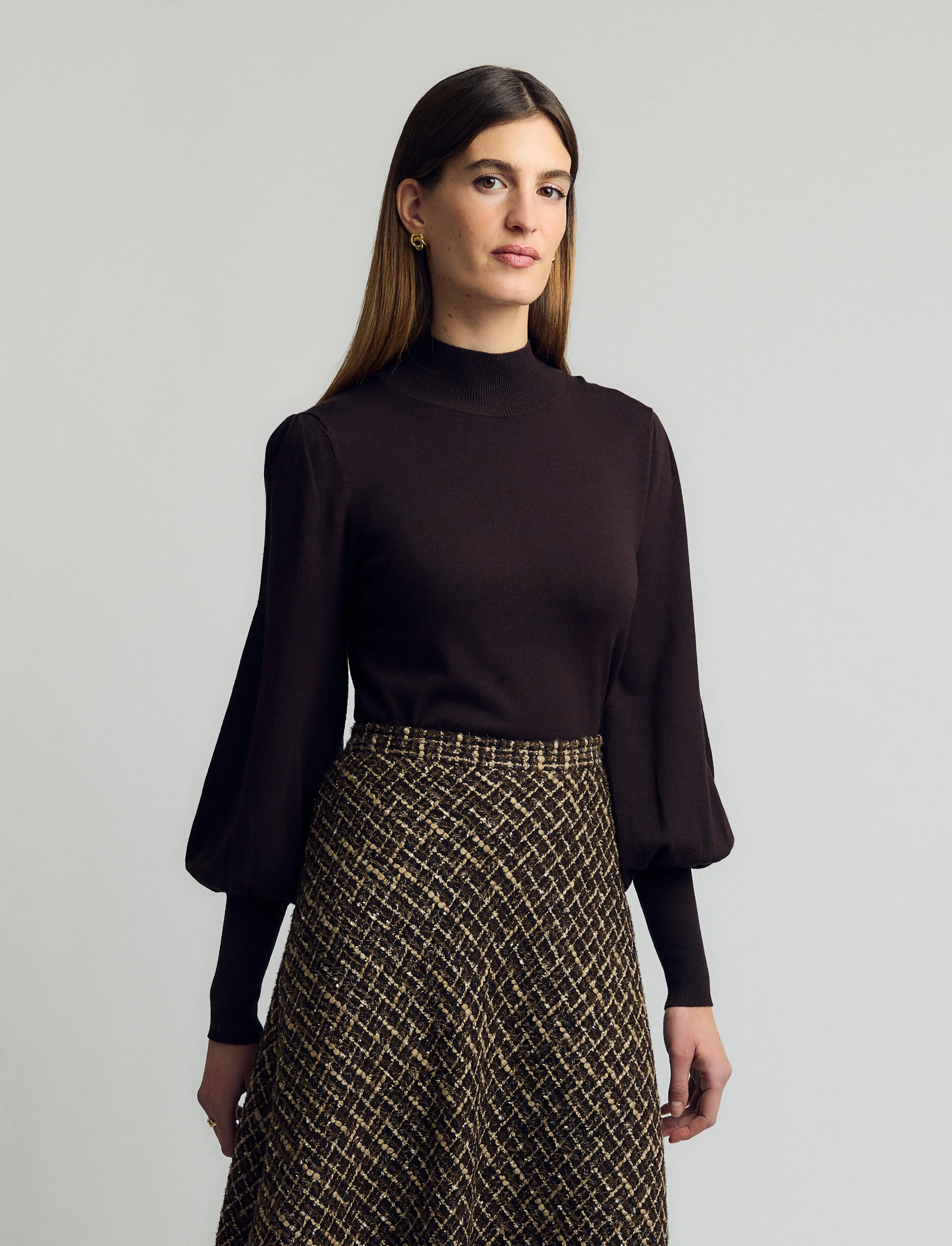 Andiata Kasian Knit, XL, Brown, Strik > Rullekrave, Dame
