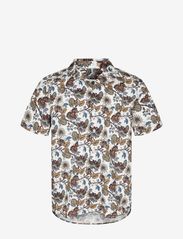 AKLEO S/S POPLIN AOP-GOTS - BROWN RICE