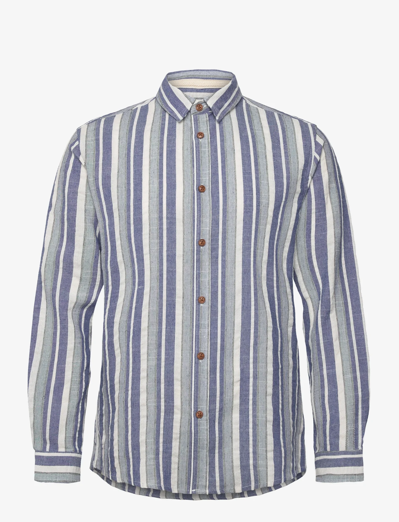Anerkjendt - AKLEIF L/S  COT STRIPE - kasdienio stiliaus marškiniai - indian teal - 0
