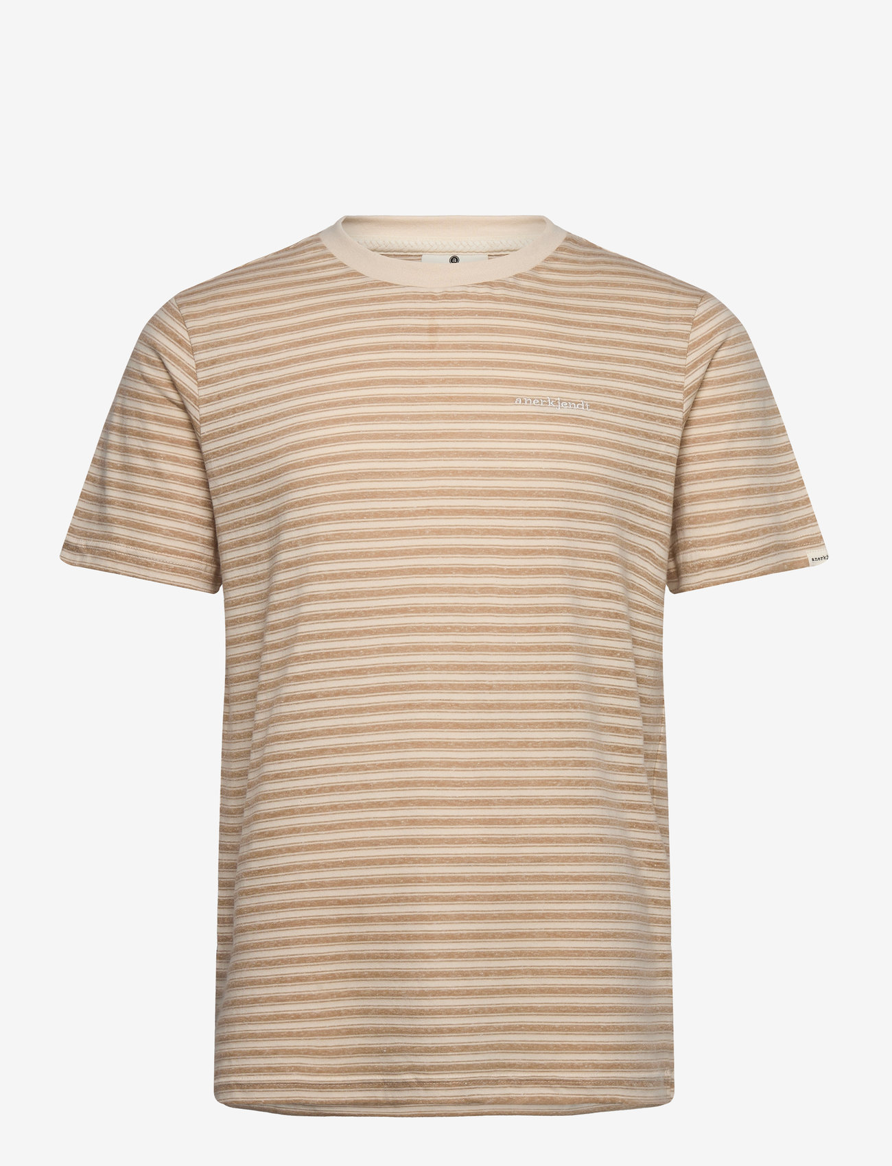 Anerkjendt - AKROD S/S COT/LINEN STRIPE TEE - incense - 0