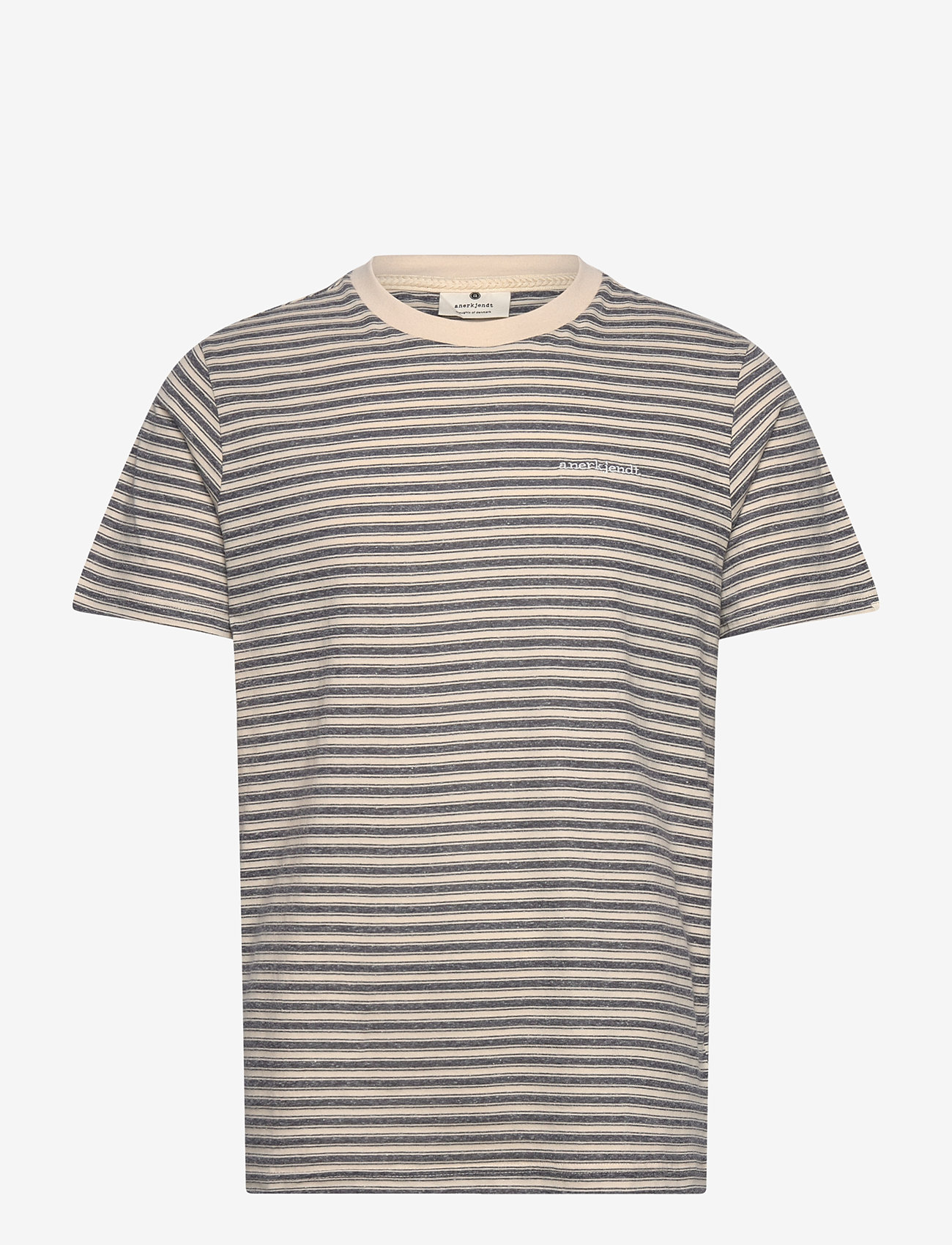 Anerkjendt - AKROD S/S COT/LINEN STRIPE TEE - sky captain - 0