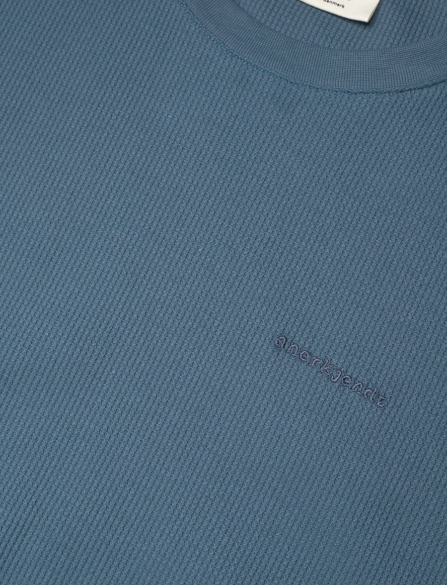 Anerkjendt - AKKIKKI S/S WAFFLE TEE - indian teal - 2