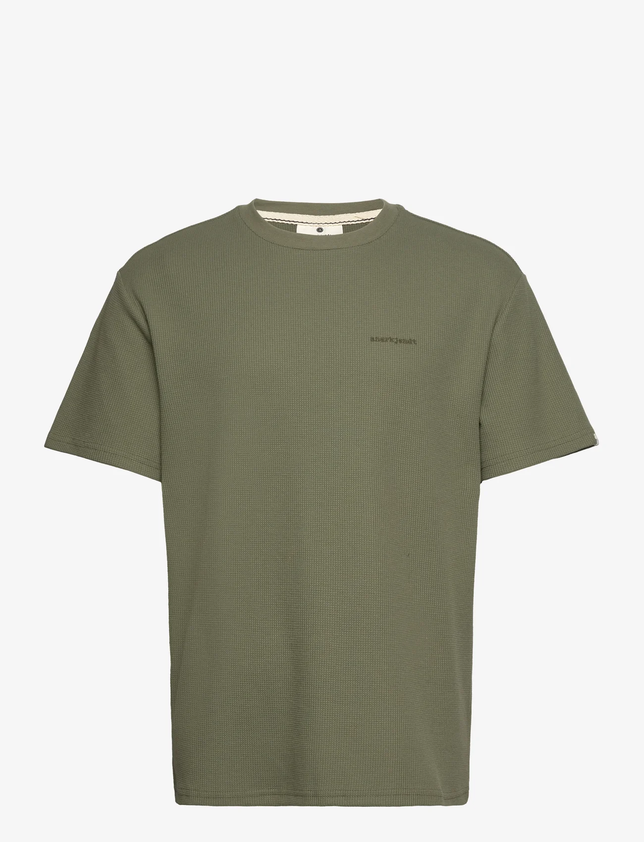 Anerkjendt - AKKIKKI S/S WAFFLE TEE - short-sleeved t-shirts - olivine - 0