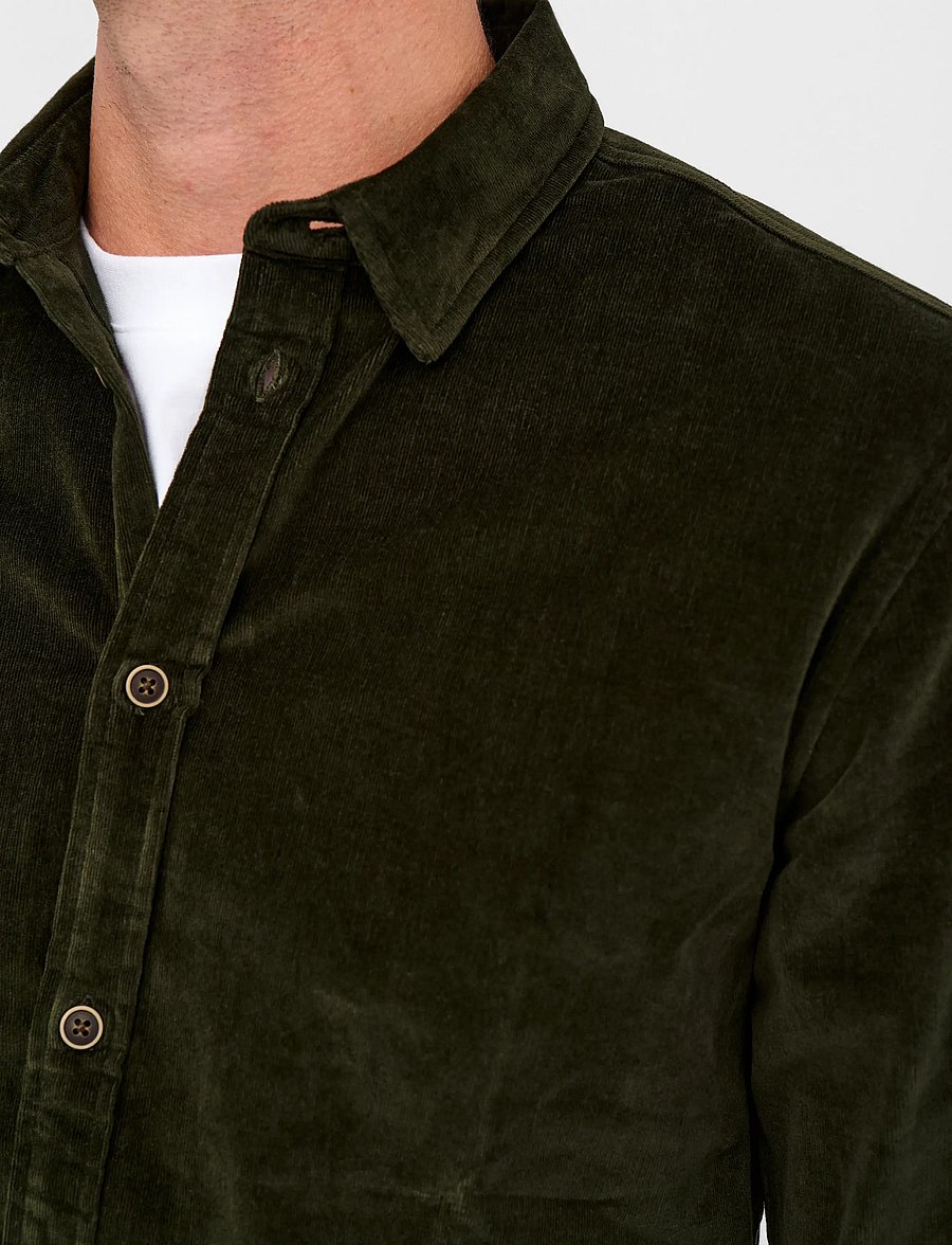 Anerkjendt - AKLEIF SOLID CORD SHIRT - manchesterskjortor - forest night - 5
