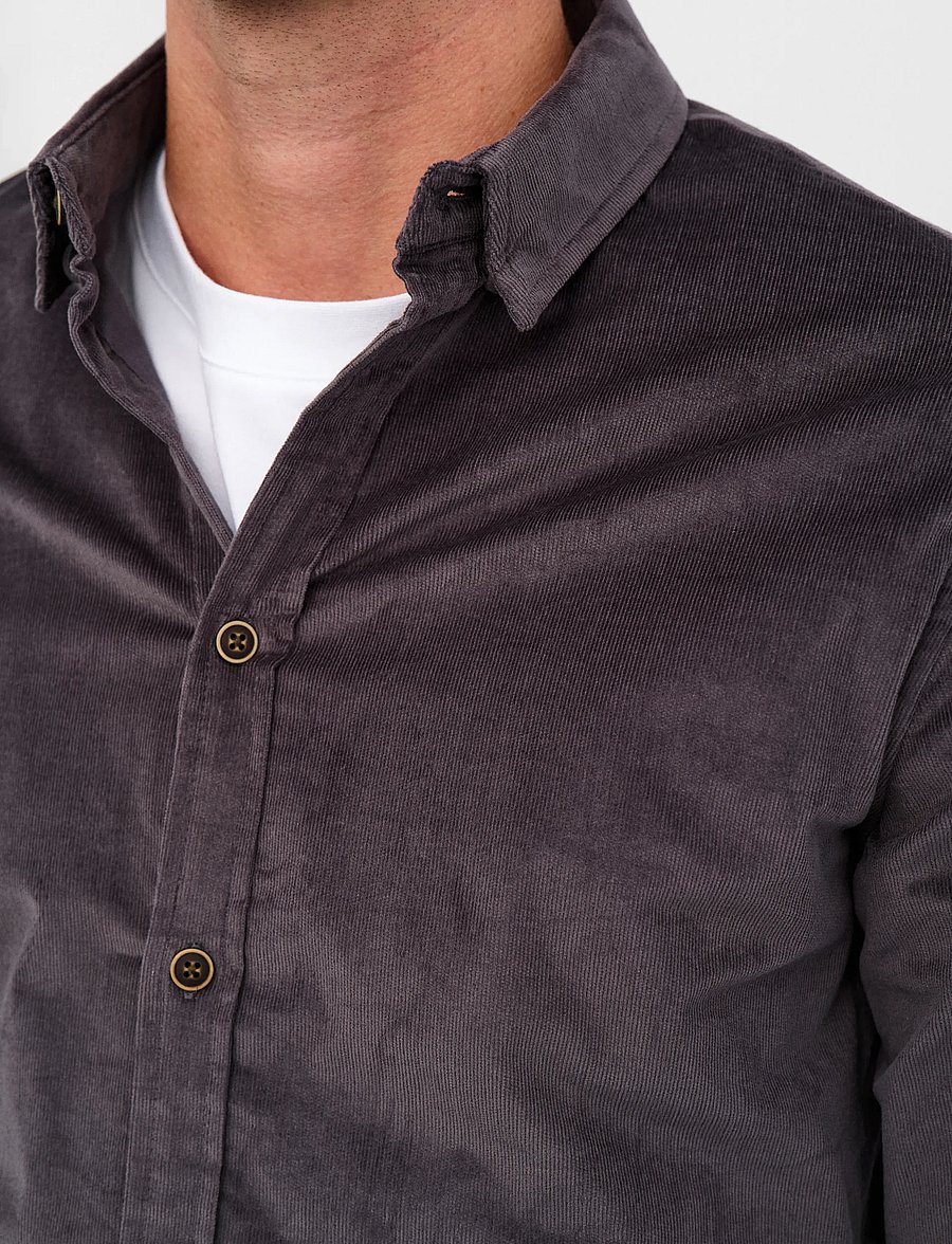 Anerkjendt - AKLEIF SOLID CORD SHIRT - cordhemden - magnet - 5