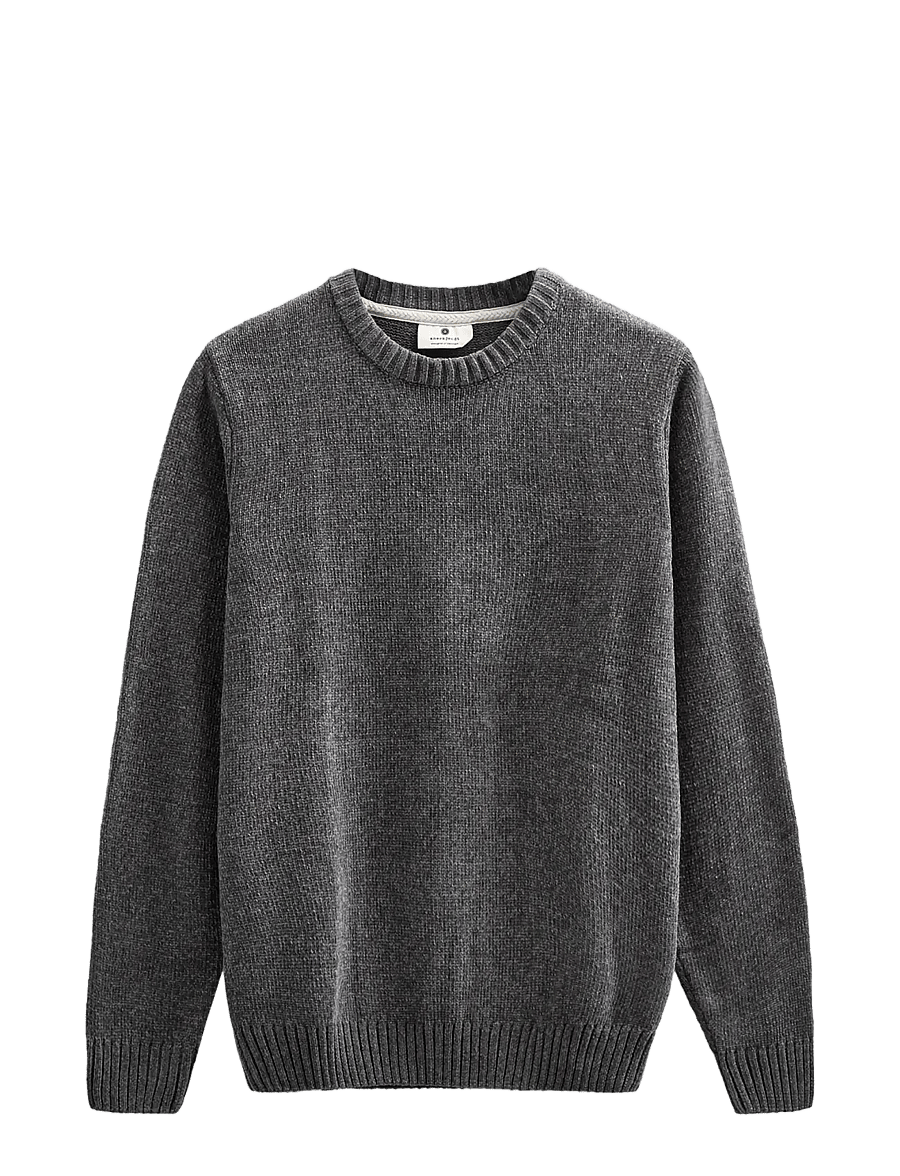 Anerkjendt - AKSUNE CHENILLE KNIT - round necks - granite gray - 0