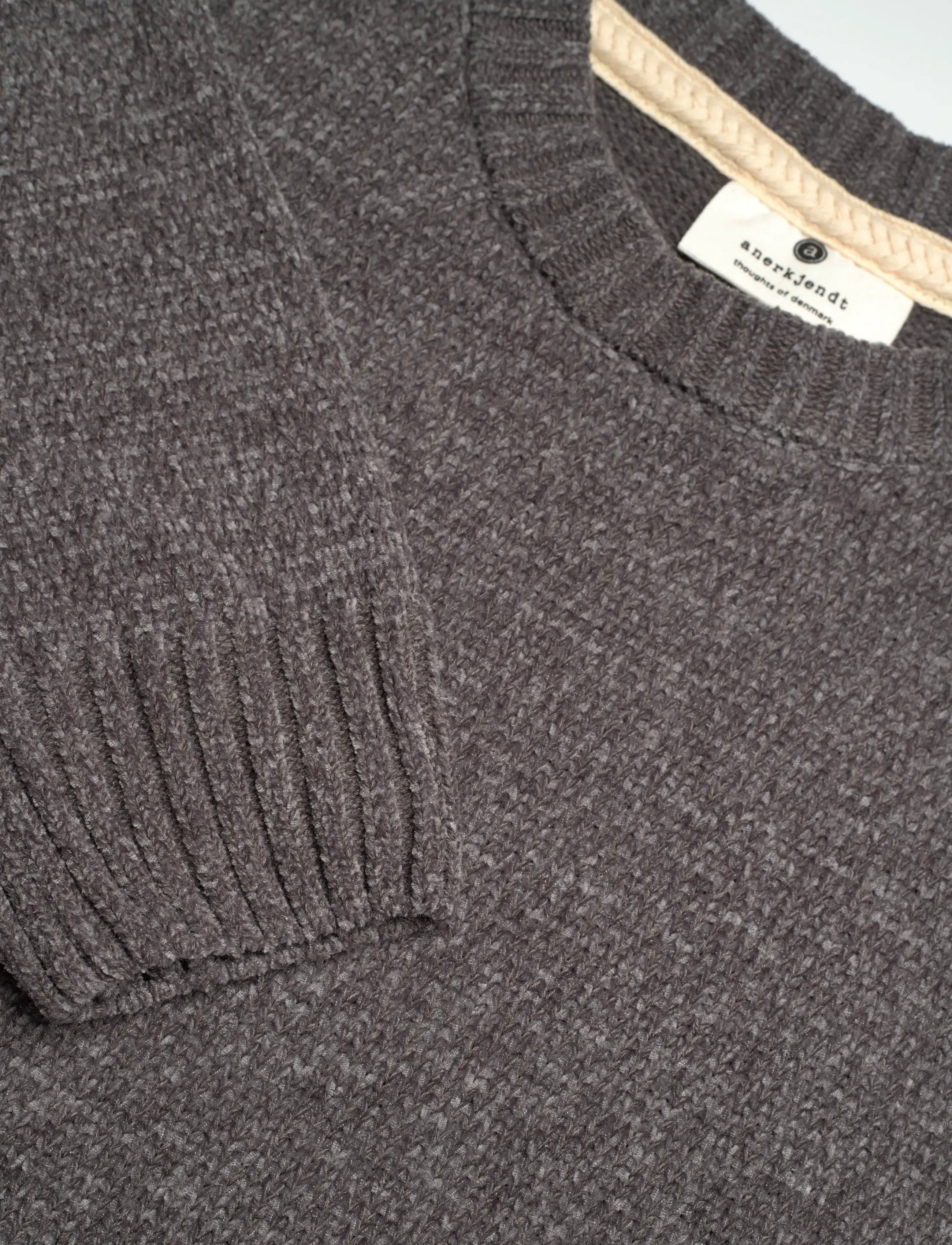 Anerkjendt - AKSUNE CHENILLE KNIT - rund hals - granite gray - 3