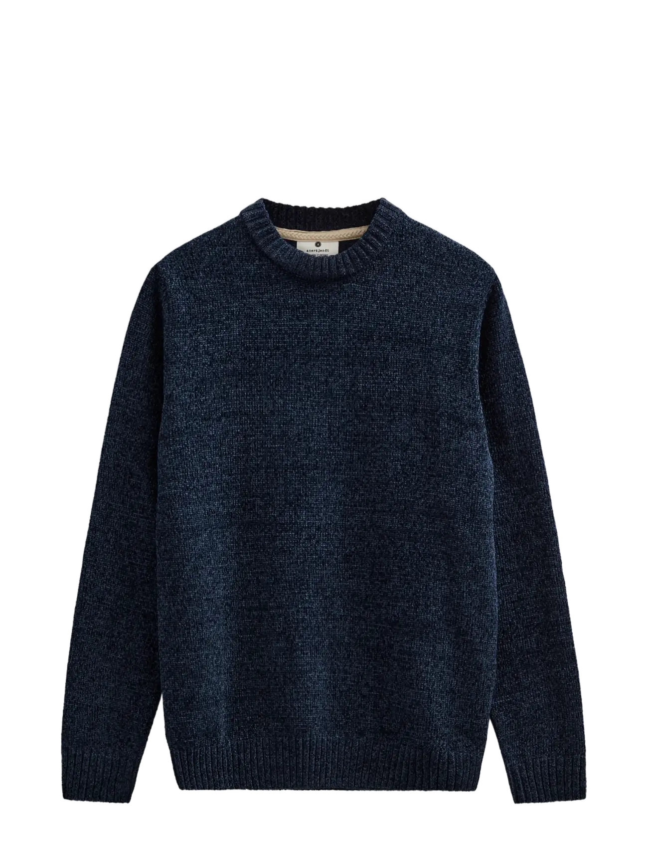 Anerkjendt Aksune Chenille Knit, Mænd, Rundhals Chenille Sweater, Navy, Str: XXL