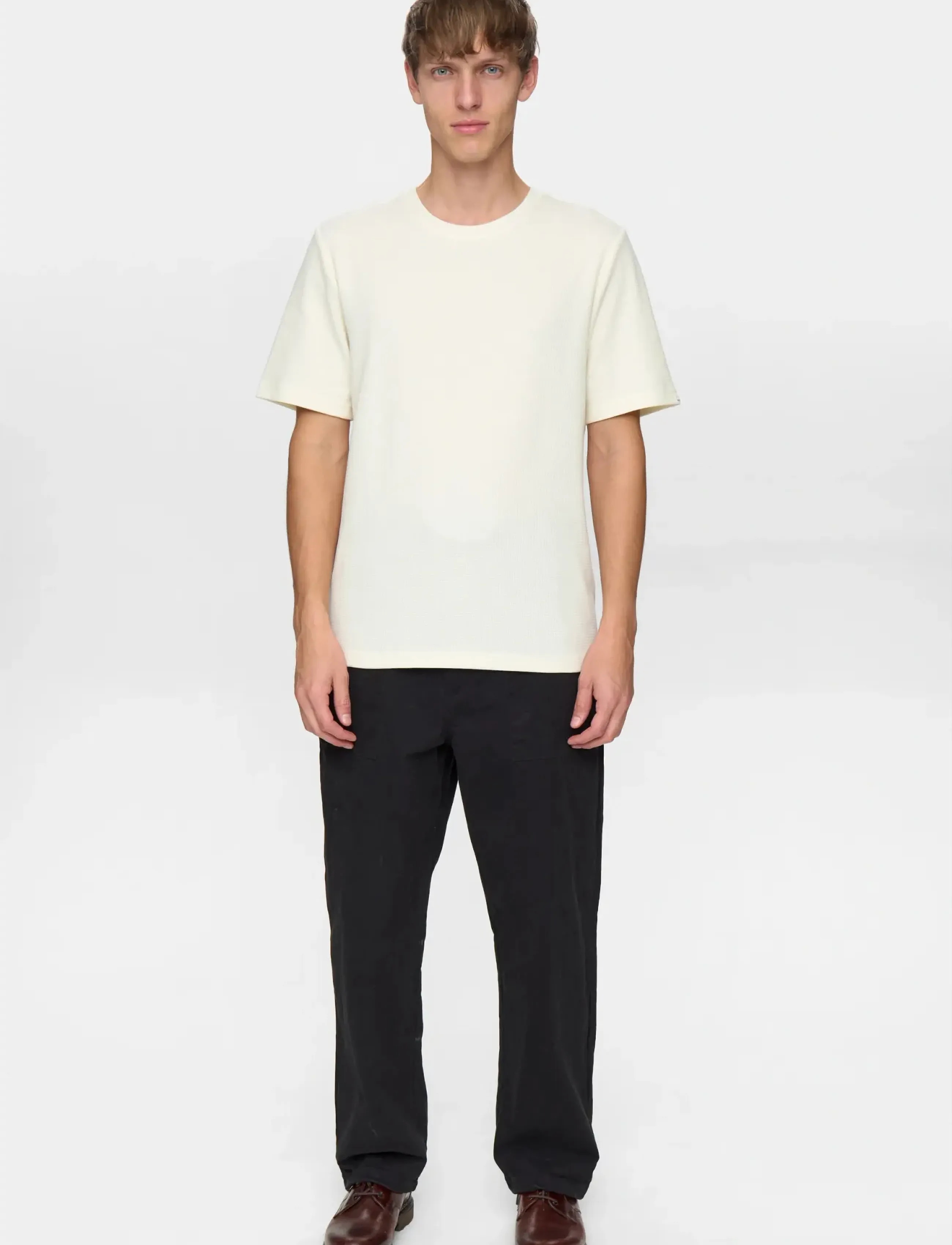 Anerkjendt - AKKIKKI S/S WAFFLE TEE - tofu - 4