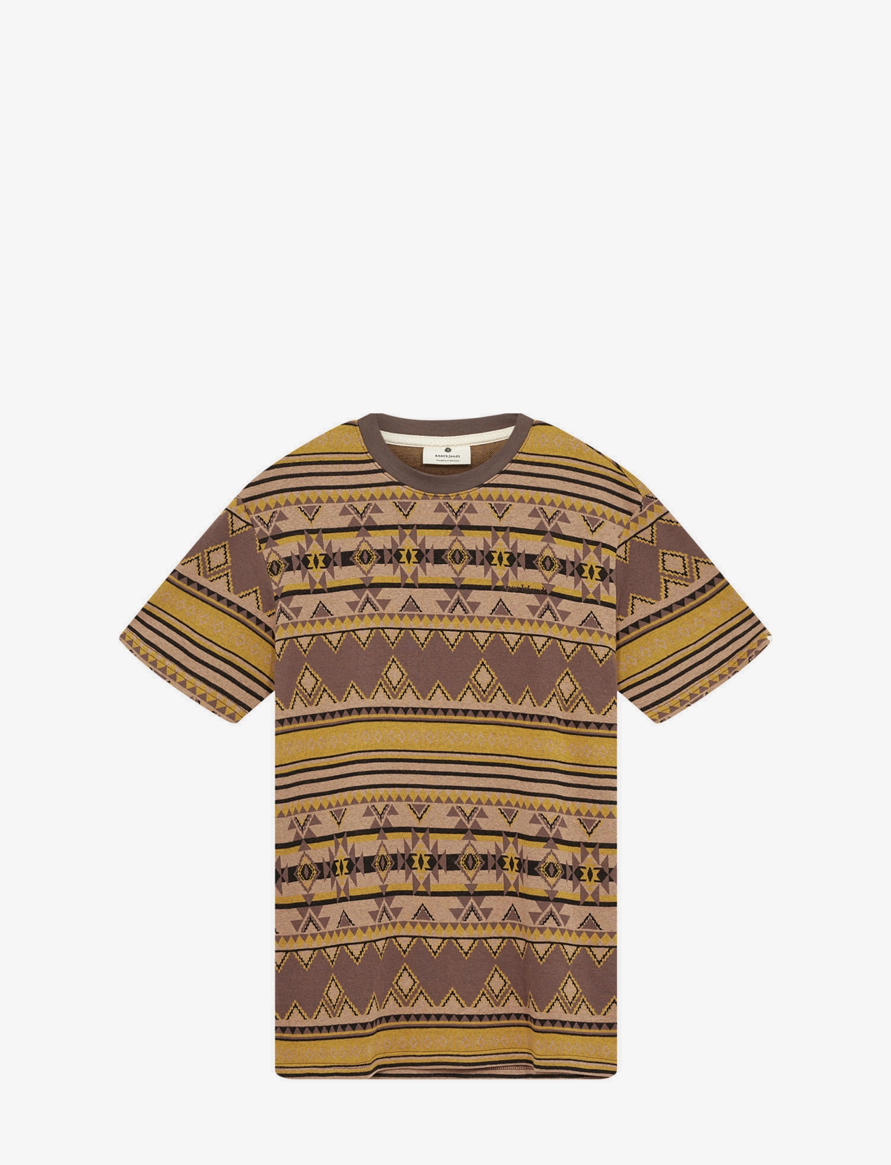 Anerkjendt AKKIKKI JACQUARD TEE - Kläder - CHOCOLATE BROWN / brown