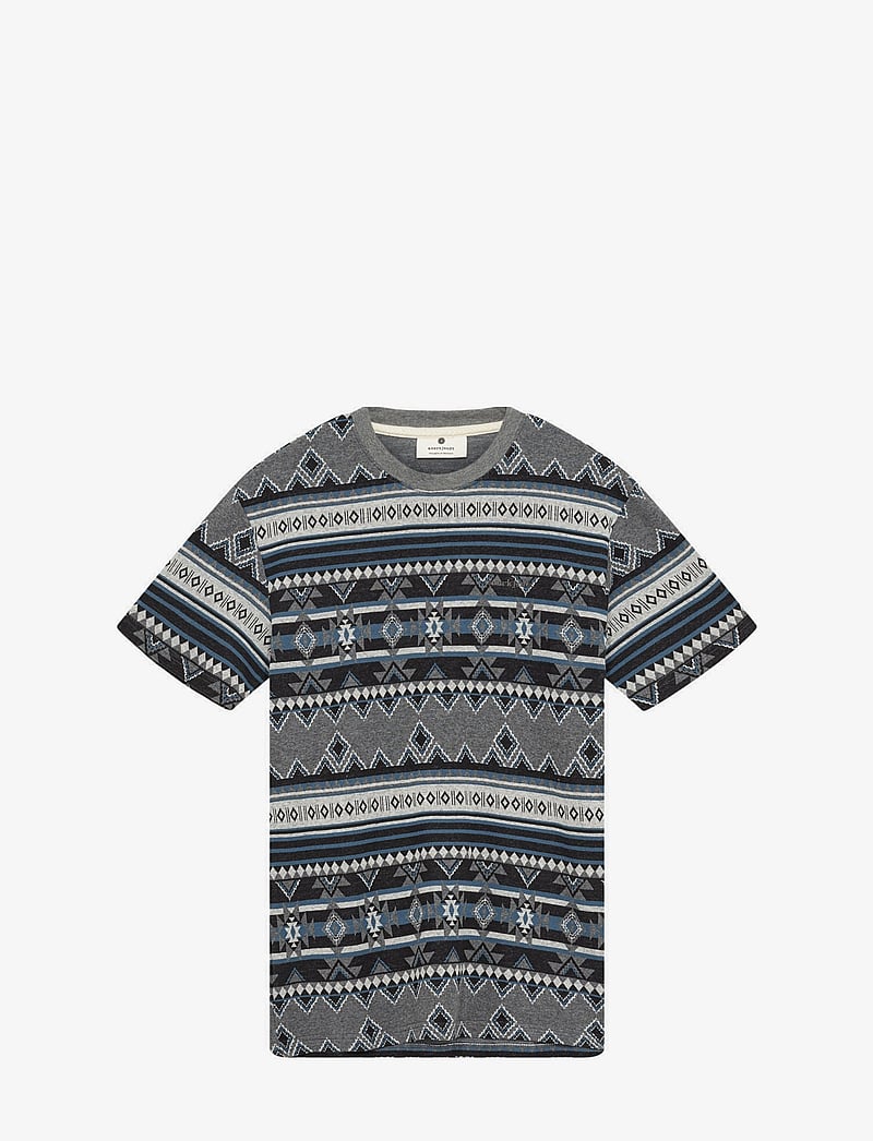 Anerkjendt - AKKIKKI JACQUARD TEE - kurzärmelig - dark grey melange - 0