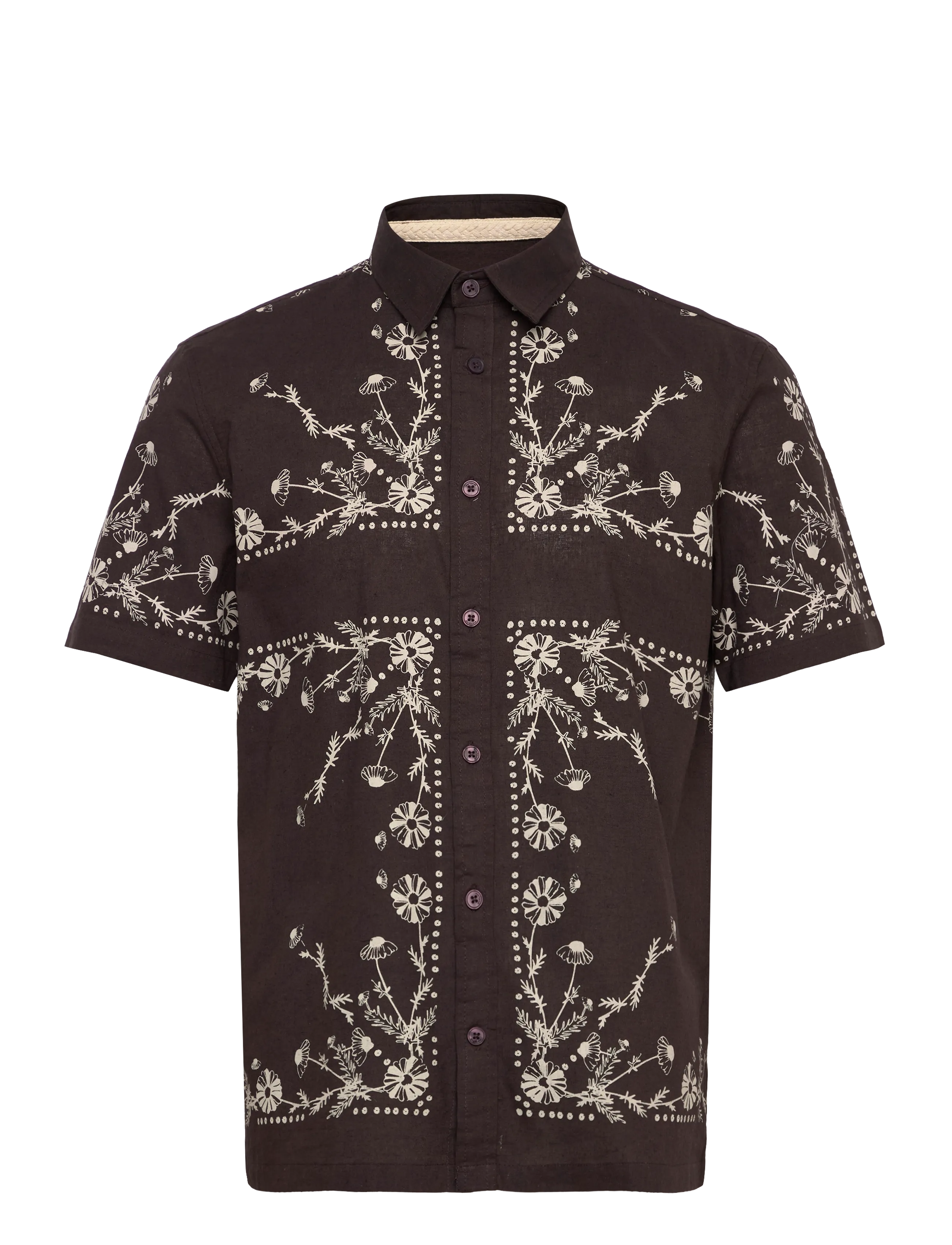 ANERKJENDT Theo Flower Print S/S Shirt Braun - M - Herren