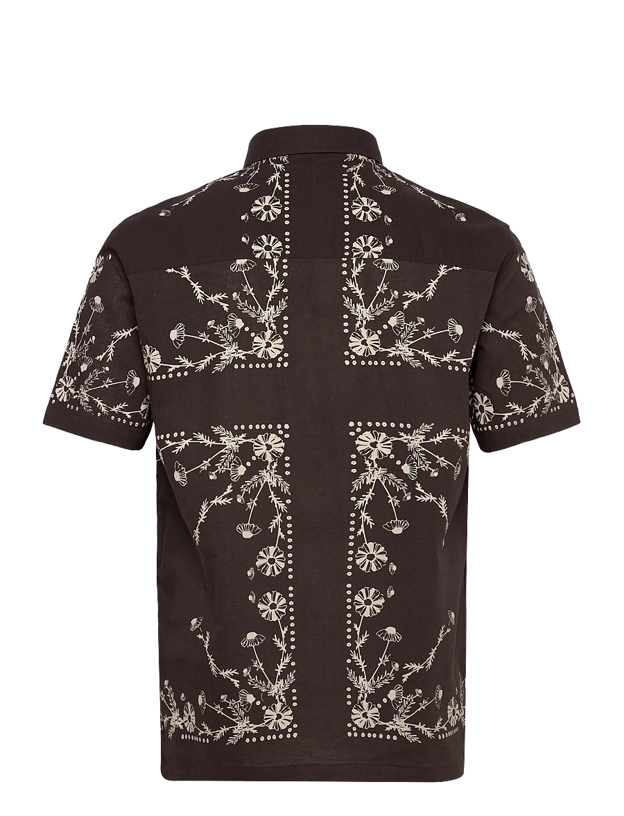 Anerkjendt - THEO FLOWER PRINT S/S SHIRT - kortærmede skjorter - chocolate brown - 1
