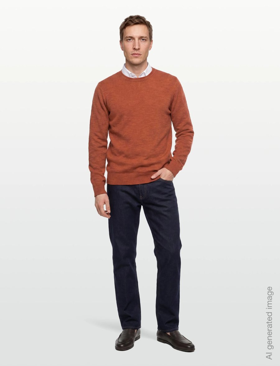 Anerkjendt - AKSUNE COT/LINEN KNIT - rundhalsad - auburn - 0