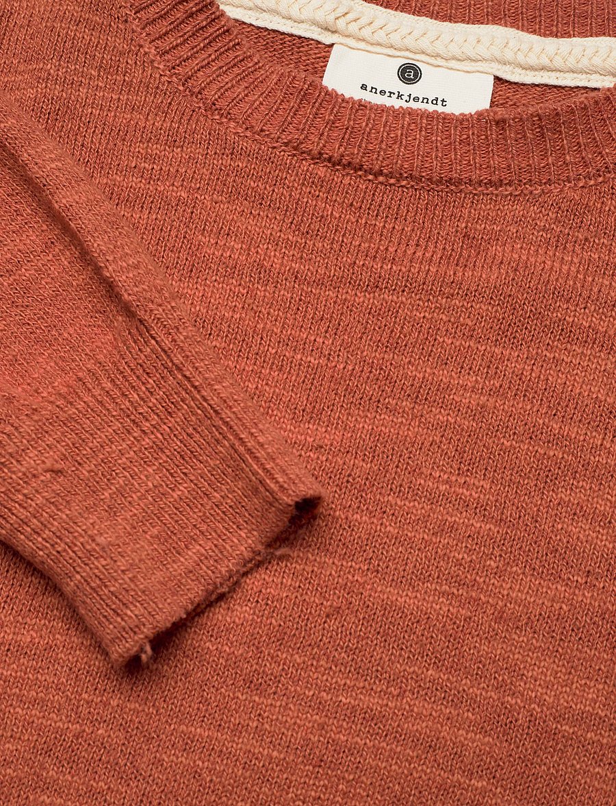 Anerkjendt - AKSUNE COT/LINEN KNIT - rundhalsad - auburn - 5