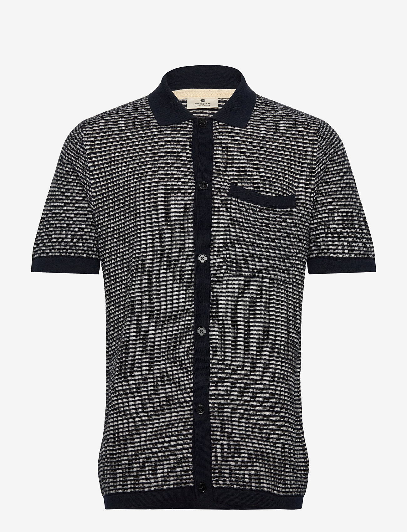 Anerkjendt - AKSVEND S/S KNIT STRUCTURE CAR - sky captain - 0