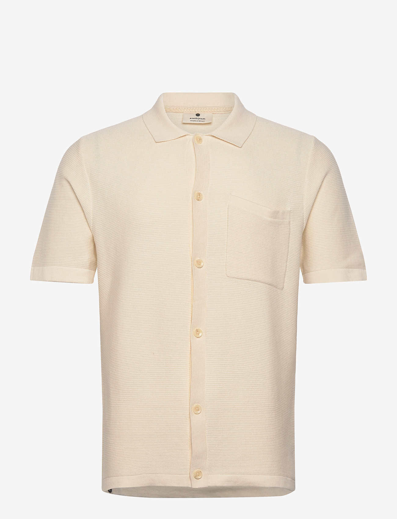 Anerkjendt - AKSVEND S/S KNIT SHIRT - kurzarmhemden - tofu - 0