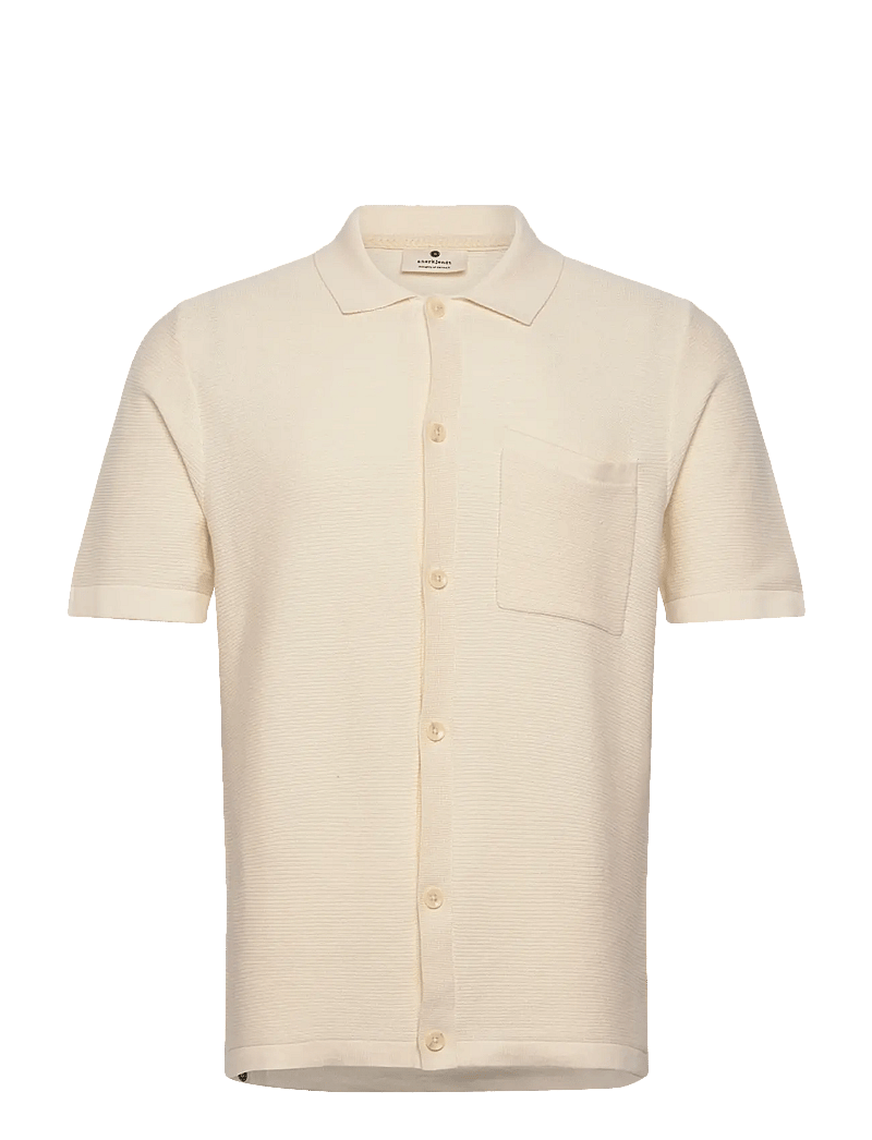 Anerkjendt - AKSVEND S/S KNIT SHIRT - lühikeste varrukatega särgid - tofu - 0