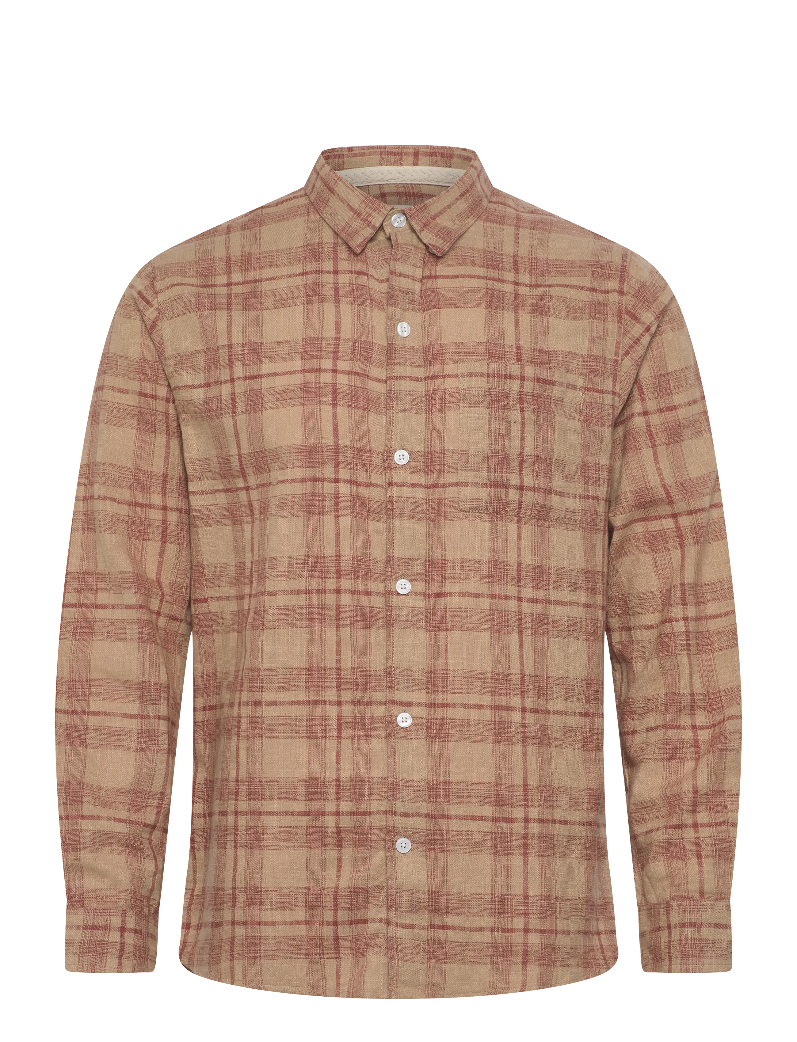 Anerkjendt Akleif Cot/Lin Check Shirt, Mænd, Ternskjorte, Brun, Str: S