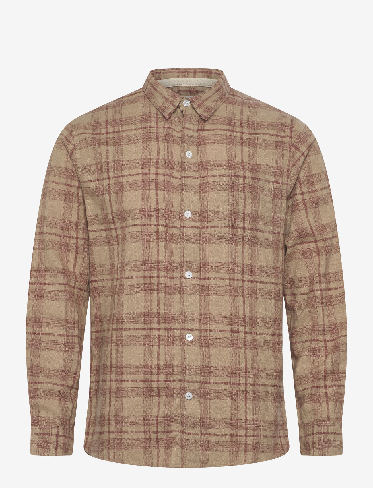 Anerkjendt - AKLEIF COT/LIN CHECK SHIRT - ternede skjorter - auburn - 0