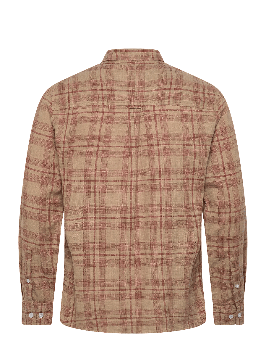 Anerkjendt - AKLEIF COT/LIN CHECK SHIRT - ternede skjorter - auburn - 1