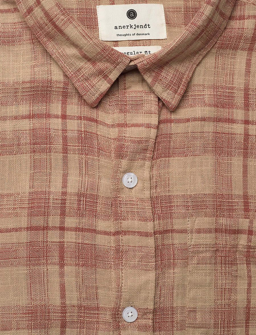 Anerkjendt - AKLEIF COT/LIN CHECK SHIRT - ternede skjorter - auburn - 2
